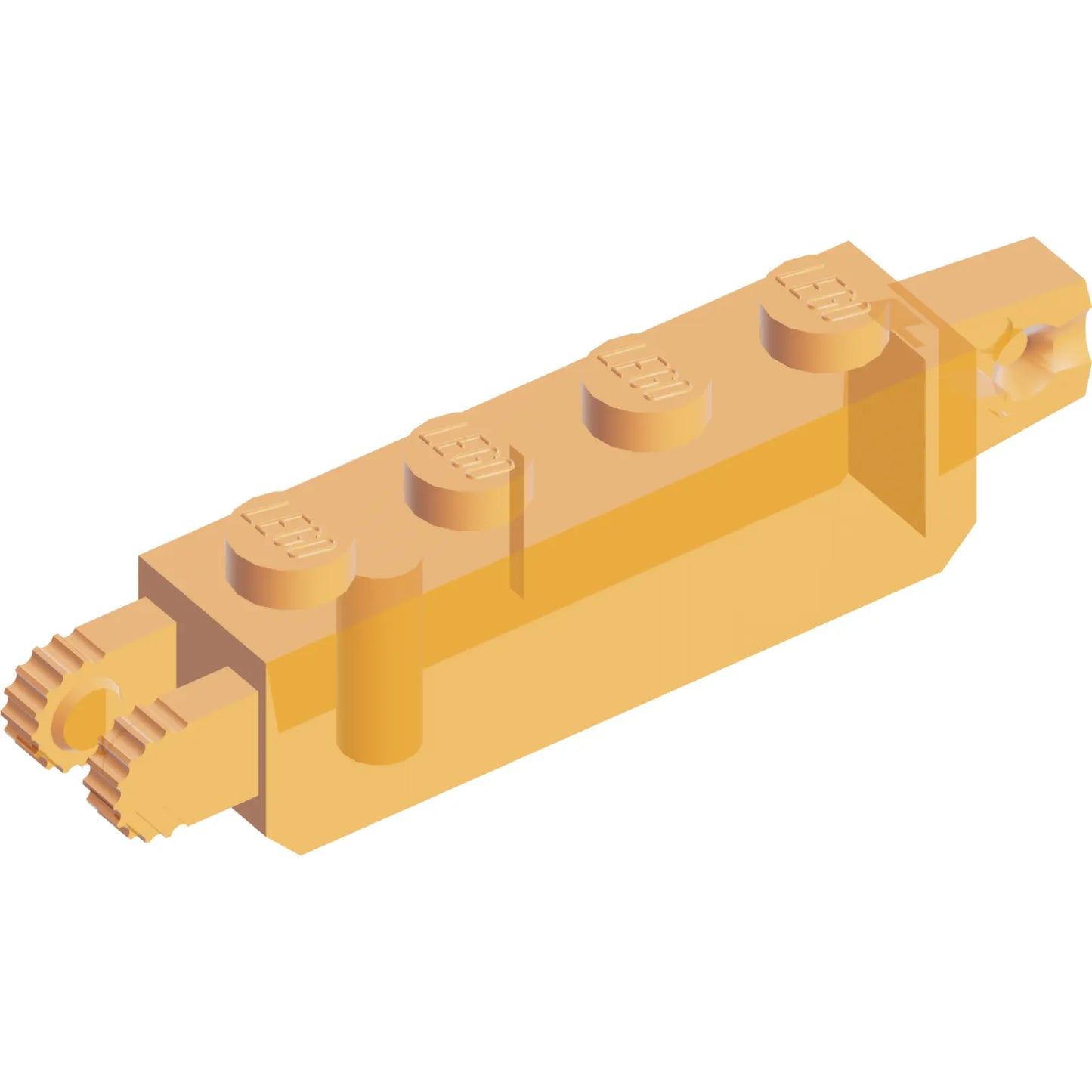 Part 30387 - Hinge Brick 1 x 4 Locking with 1 Finger Vertical End and 2 Fingers Vertical End, 9 Teeth