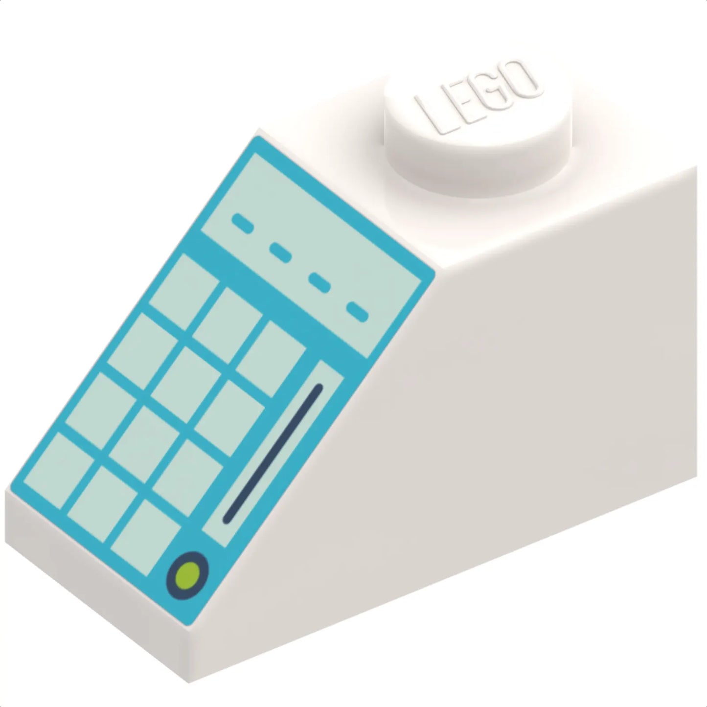 Teil 3040pb027 – Schrägstein 45 2 x 1 mit hellblauer Tastatur auf mittelblauem Hintergrundmuster