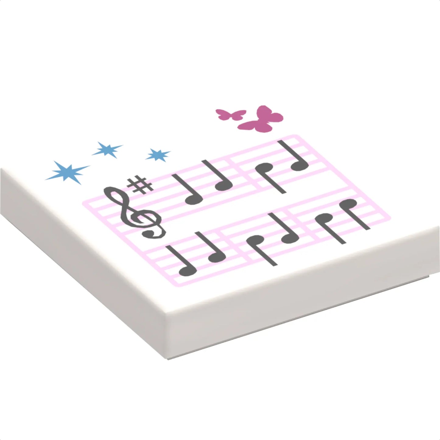 Part 3068pb0589 - Tile 2 x 2 with Music Notes and Butterflies Pattern