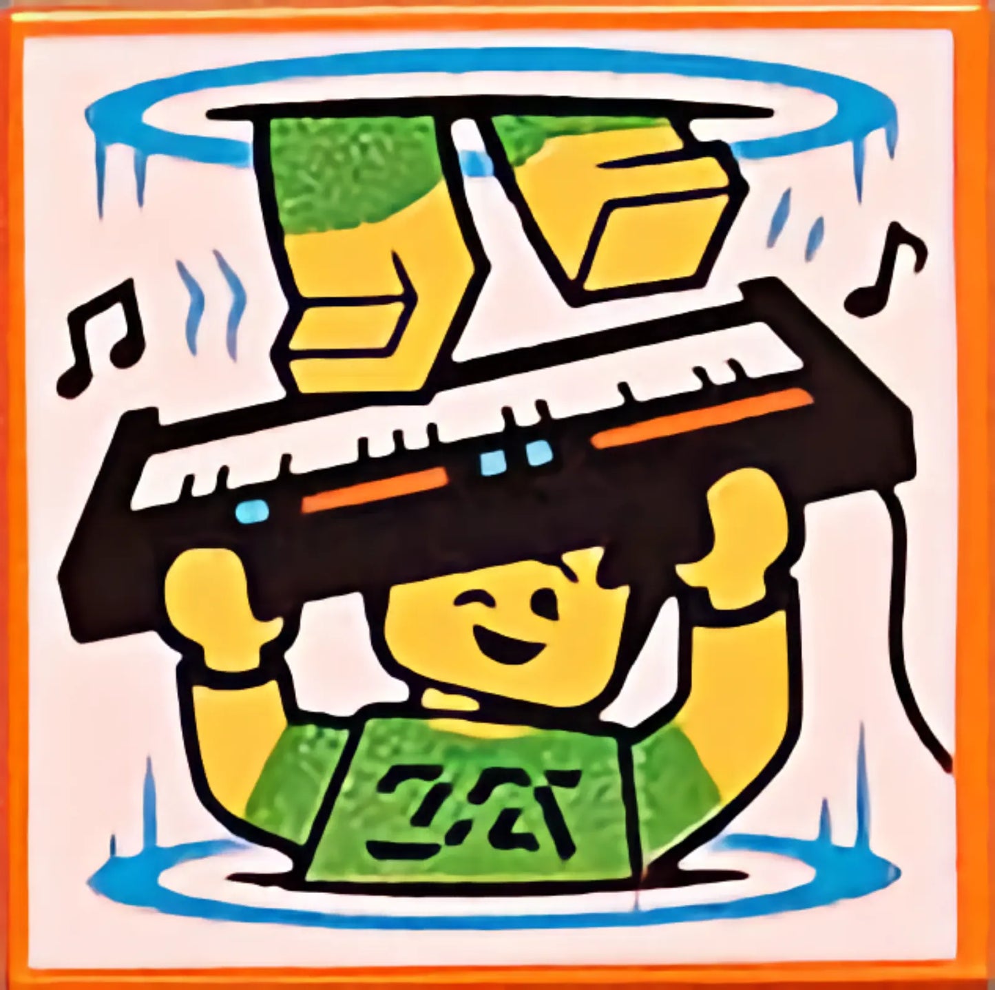 Part 3068pb1592 - Tile 2 x 2 with BeatBit Album Cover - Space Warp Keyboardist Pattern