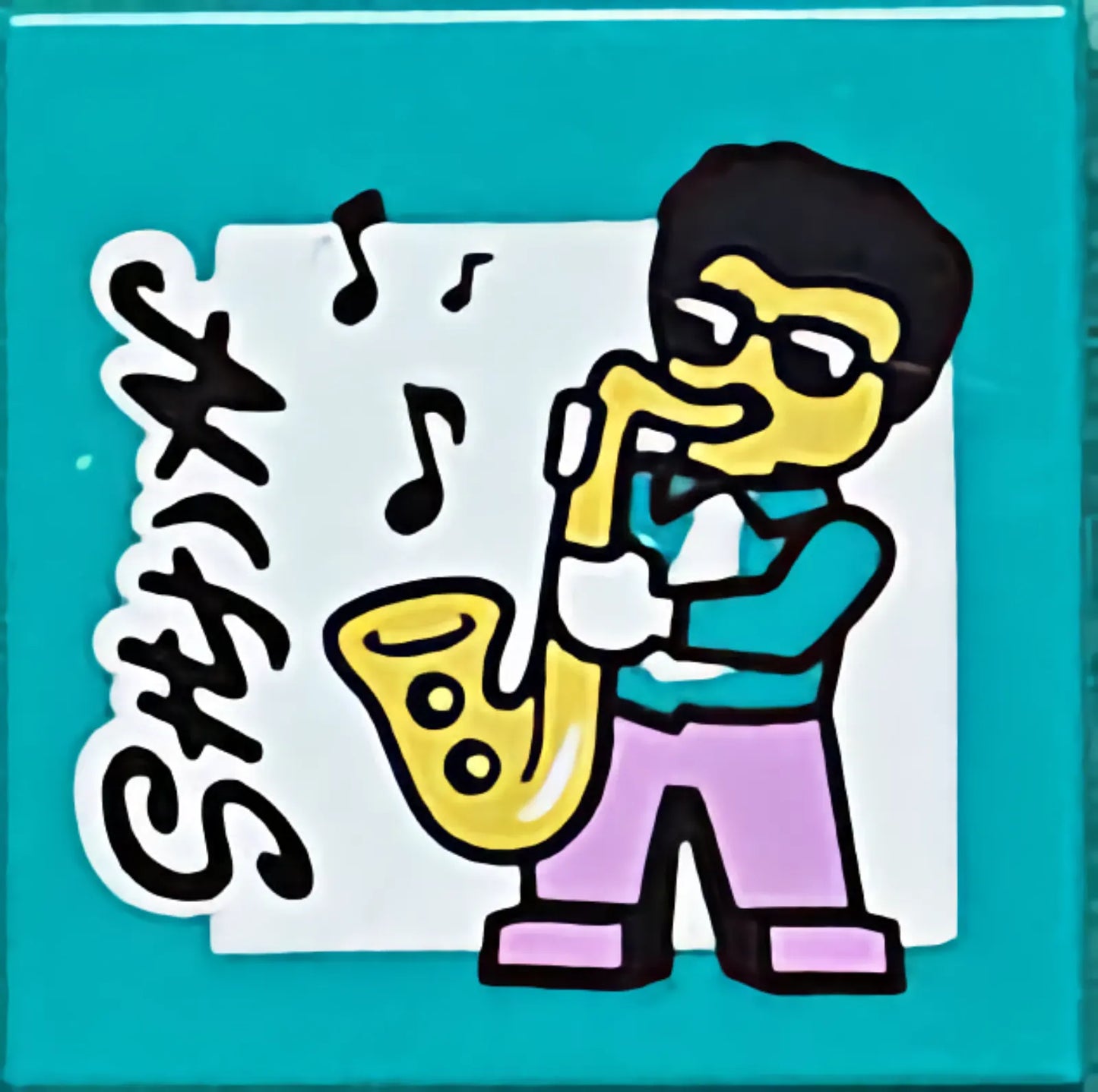 Part 3068pb1596 - Tile 2 x 2 with BeatBit Album Cover - Saxophone Player Pattern