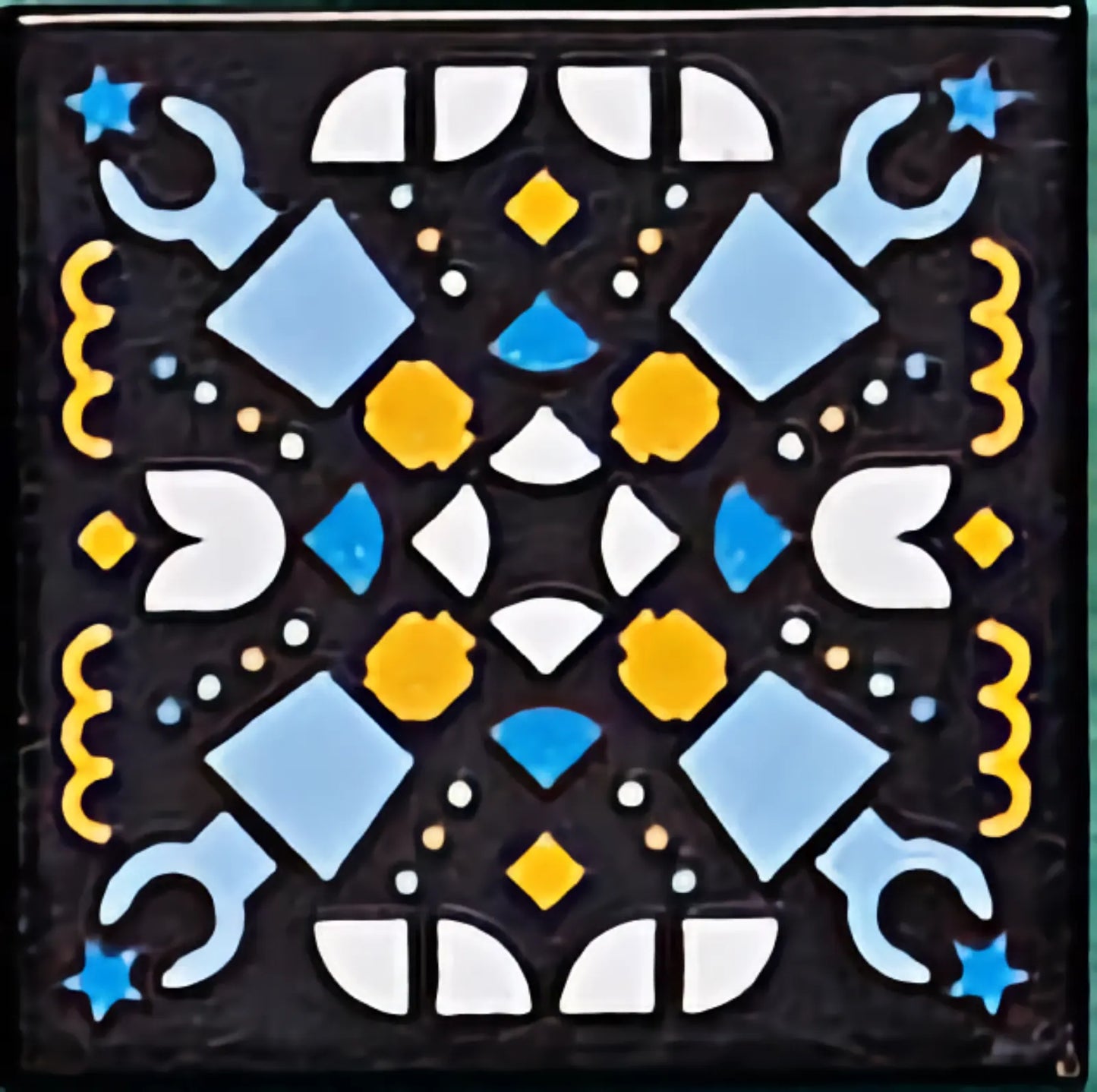 Part 3068pb1613 - Tile 2 x 2 with BeatBit Album Cover - Geometric Minifigure Heads, Arms and Quarter Tiles Pattern