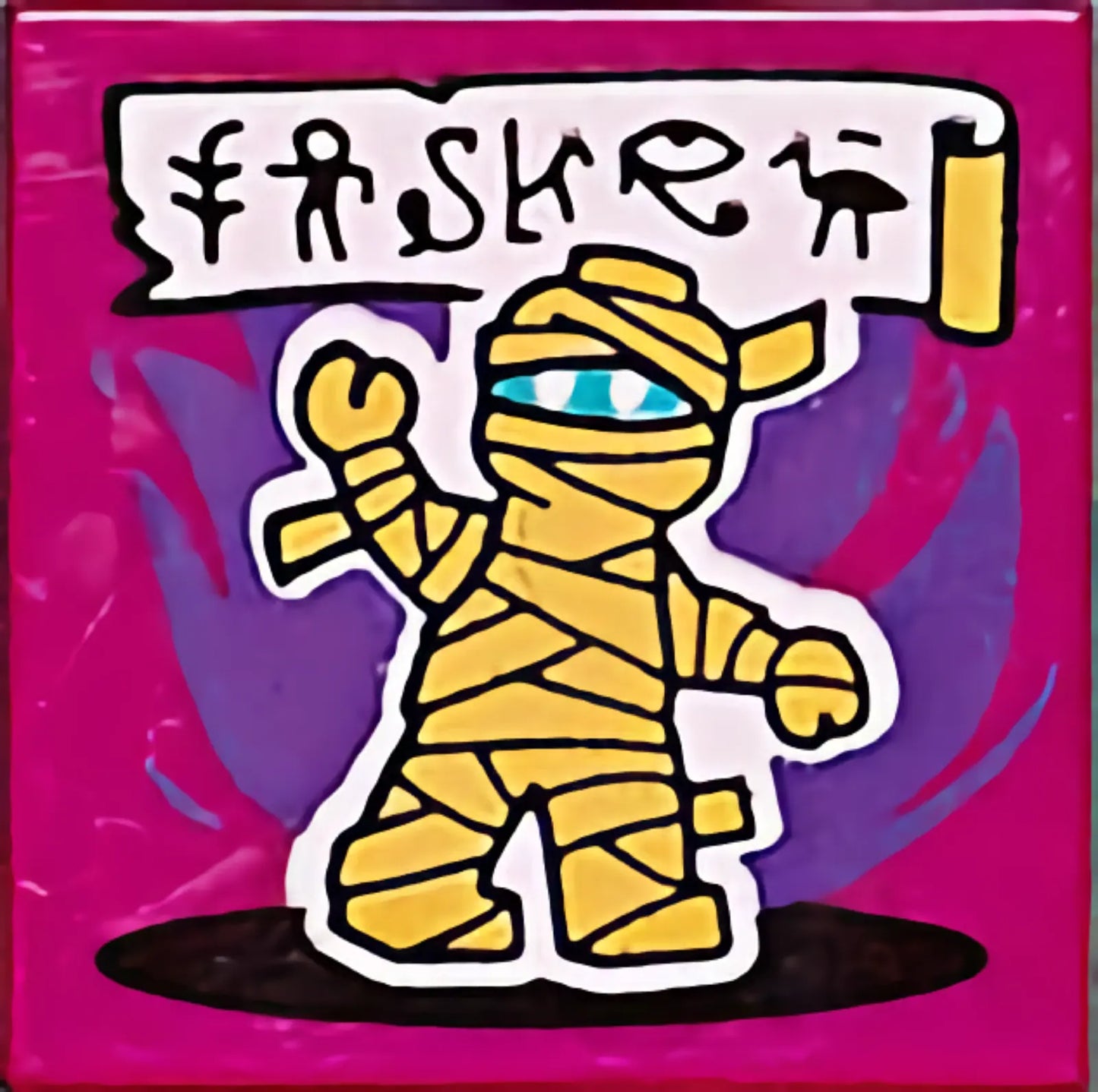 Part 3068pb1638 - Tile 2 x 2 with BeatBit Album Cover - Yellow Mummy Pattern