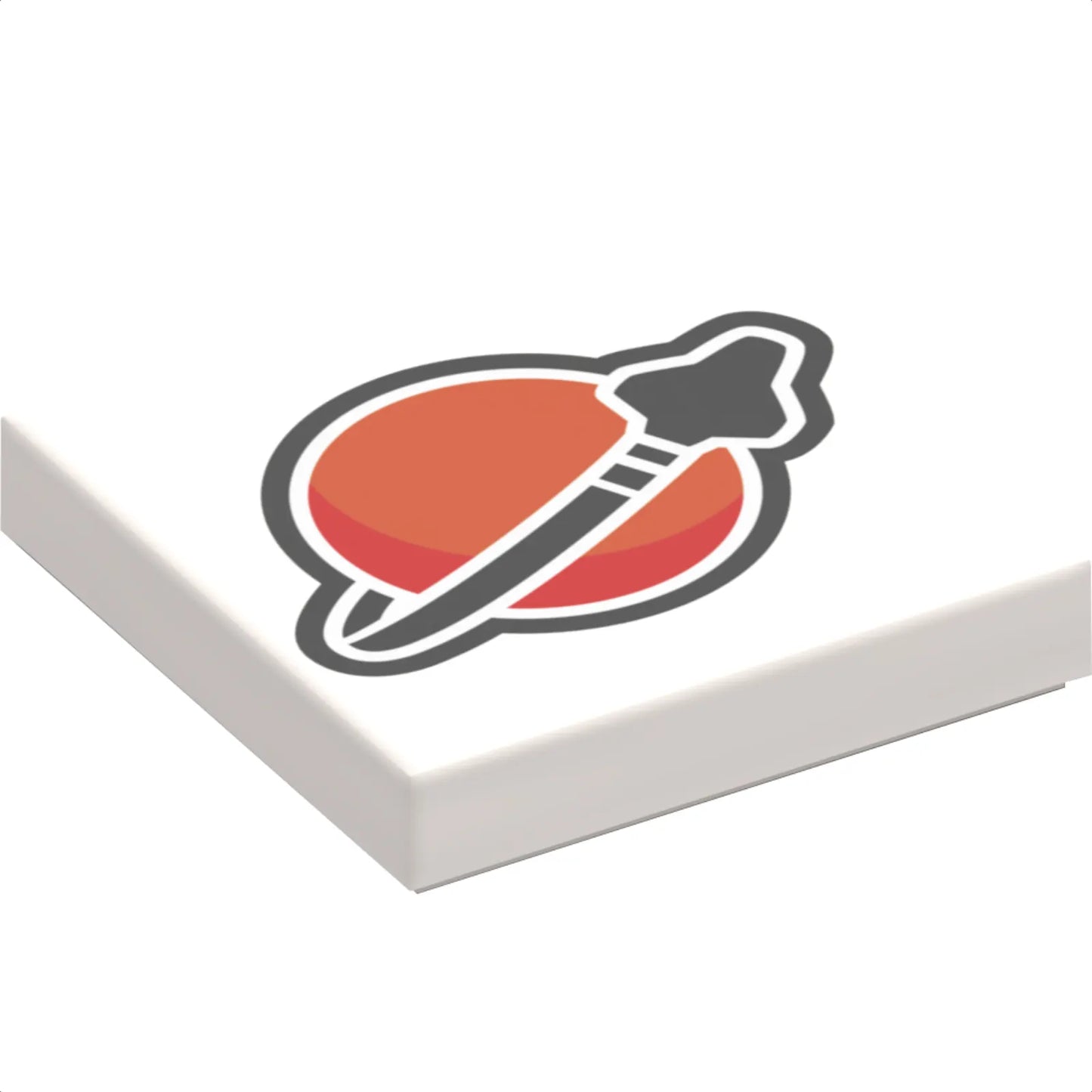 Part 3068pb2339 - Tile 2 x 2 with Reddish Orange, Red and Black Classic Space Logo Pattern