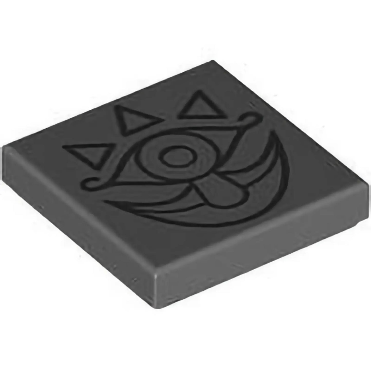 Part 3068pb2479 - Tile 2 x 2 with Black Ornate Eye, Triangles, Teardrop Nose and Mouth Pattern (The Legend of Zelda Gossip Stone)