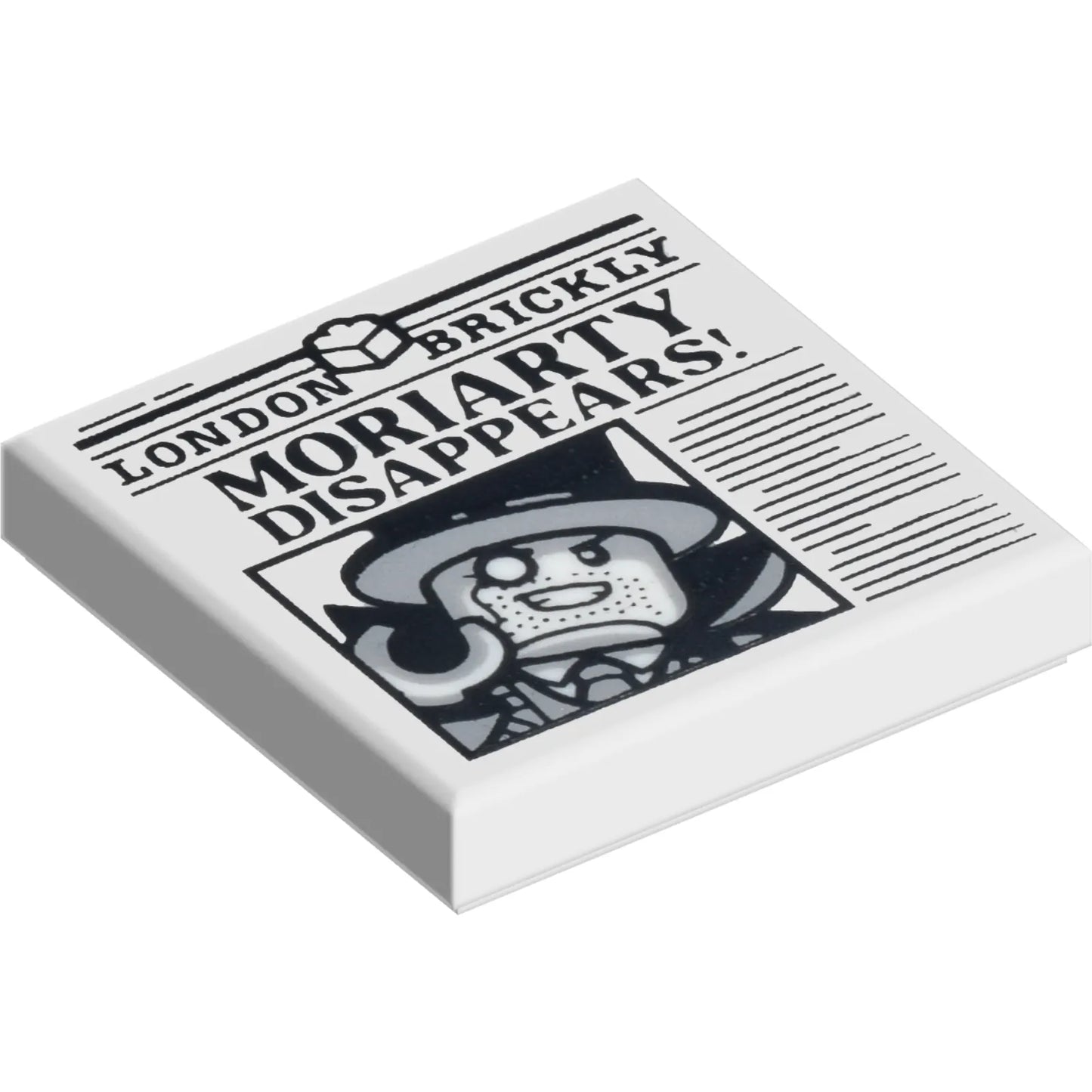 Part 3068pb2661 - Tile 2 x 2 with Newspaper 'LONDON BRICKLY' and 'MORIARTY DISAPPEARS!' Pattern