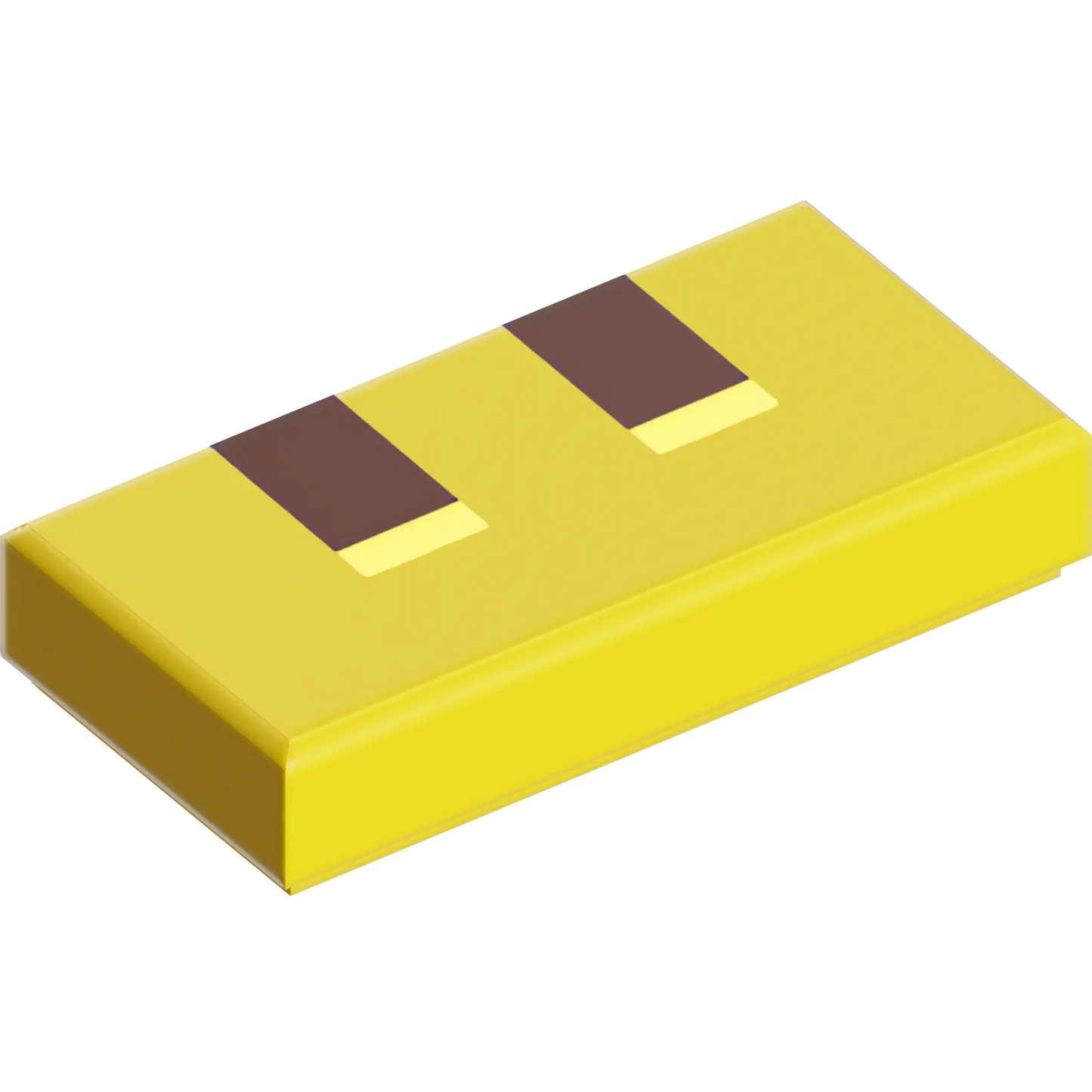 Part 3069pb1255 - Tile 1 x 2 with Pixelated Reddish Brown and Bright Light Yellow Rectangles Pattern (Minecraft Sniffer Nostrils)