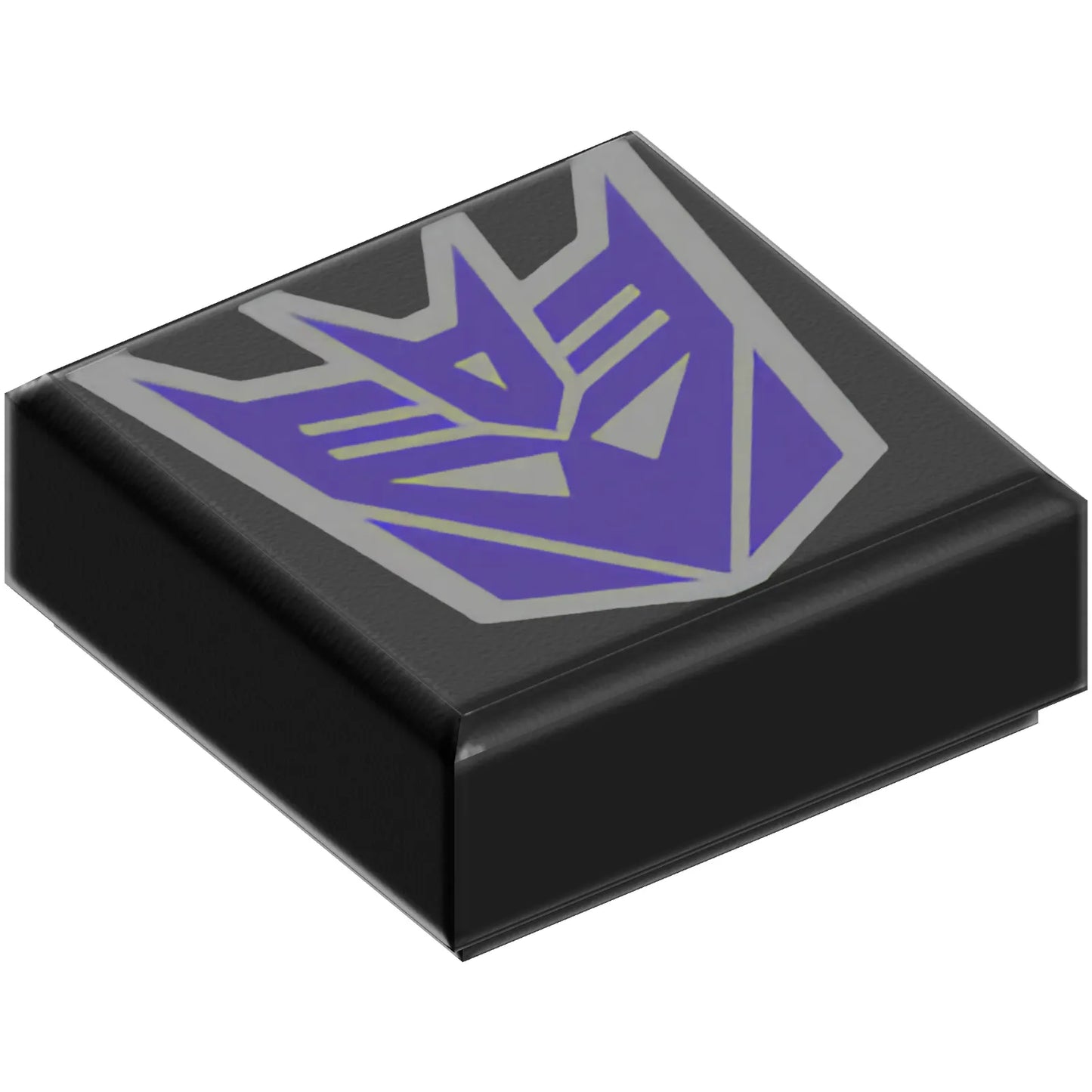 Part 3070pb380 - Tile 1 x 1 with Dark Purple and Silver Transformers Decepticon Logo Pattern