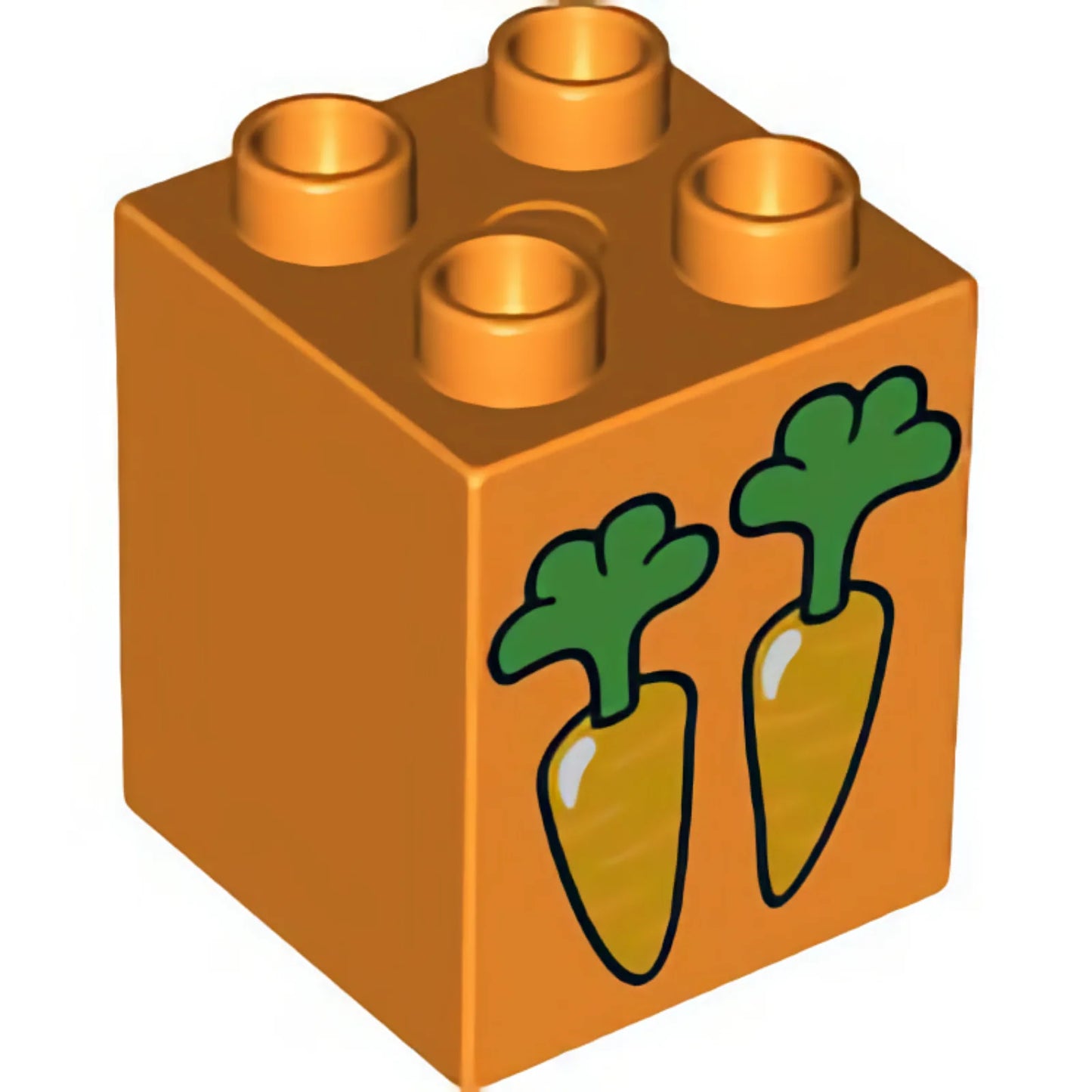 Part 31110pb116 - Duplo, Brick 2 x 2 x 2 with 2 Carrots Pattern