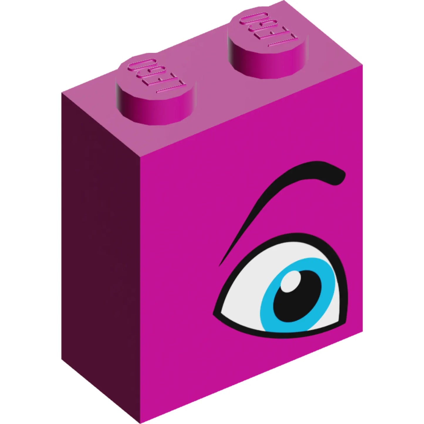Part 3245cpb094 - Brick 1 x 2 x 2 with Inside Stud Holder with Medium Azure Eye and Black Eyebrow Pattern Model Right Side (Queen Watevra Wa'Nabi)