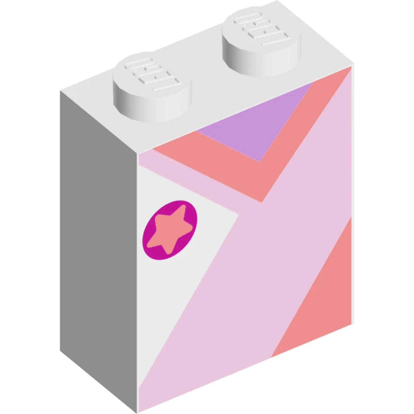 Part 3245cpb095 - Brick 1 x 2 x 2 with Inside Stud Holder with Lavender and Coral Shirt Pattern (Zebe)