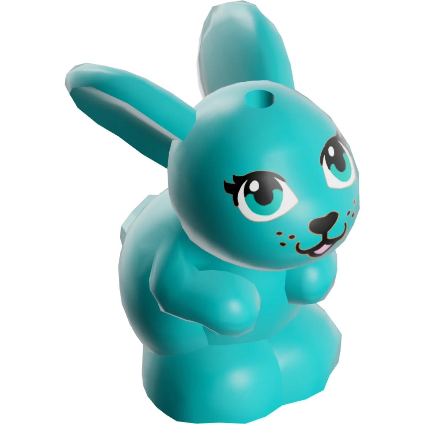 Part 34050pb03 - Bunny / Rabbit, Friends, Sitting with Dark Turquoise Eyes, Black Nose and Mouth, and Bright Pink Tongue Pattern