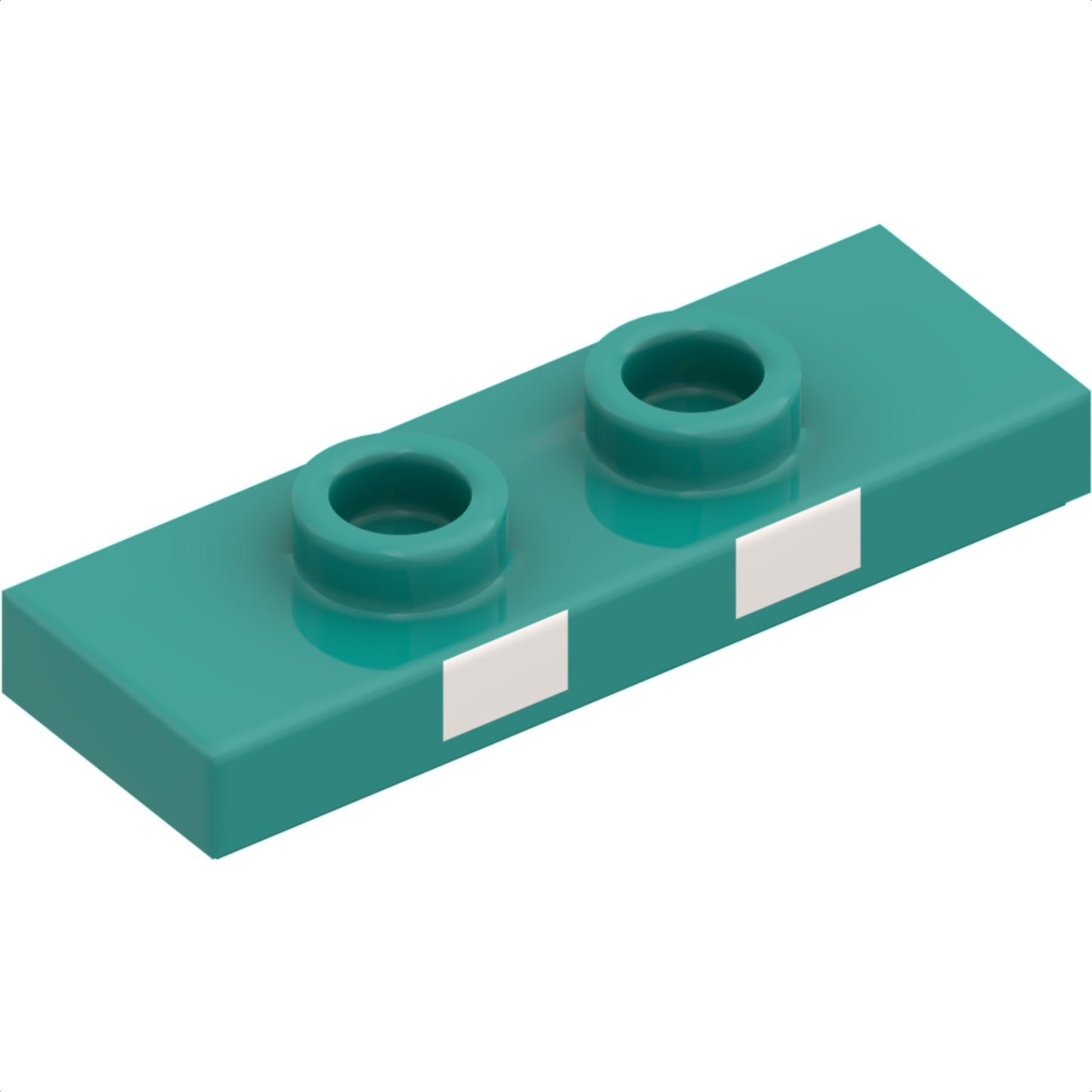 Part 34103pb01 - Plate, Modified 1 x 3 with 2 Studs (Double Jumper) with 2 White Rectangles Pattern (Super Mario Bone Goomba Teeth)