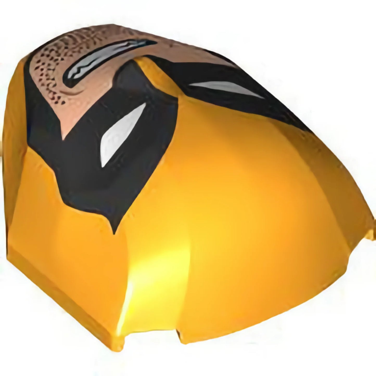 Part 3524pb03 - Large Figure Face with Brow and Nose Detail, 2 x 2 Round Brick Attachment with Black Mask with White Eyes over Light Nougat Face Pattern (Wolverine)