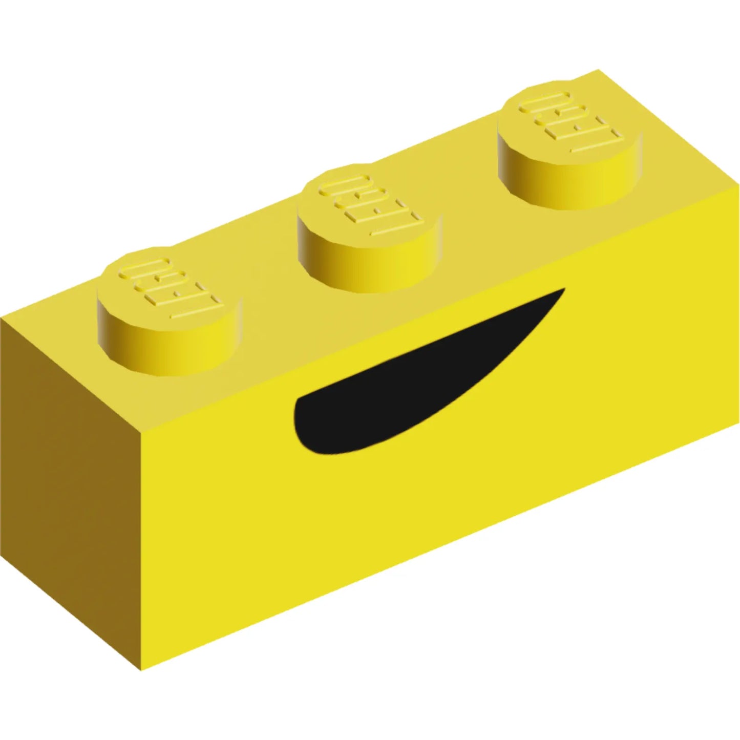 Part 3622pb102 - Brick 1 x 3 with Black Curved Semicircle Pattern (Banarnar Mouth)