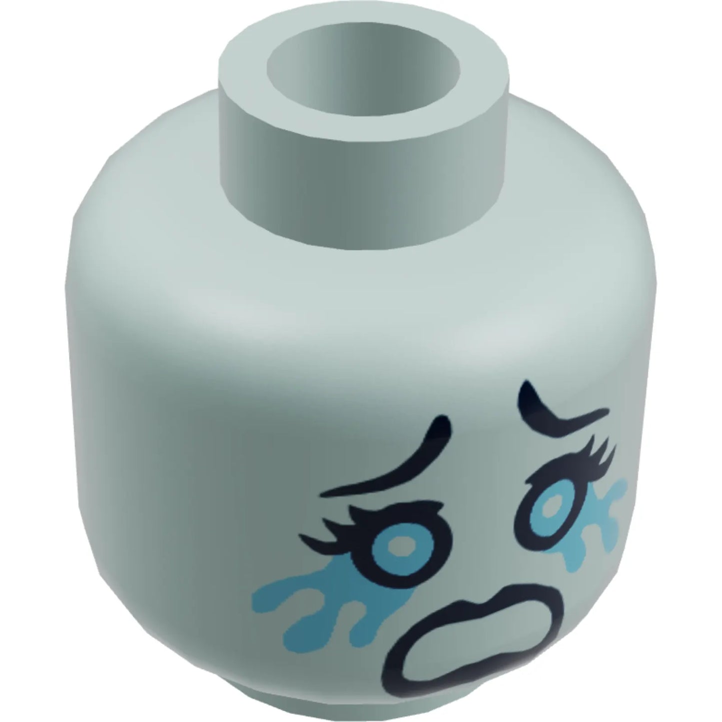 Part 3626cpb1405 - Minifigure, Head Female with Dark Bluish Gray Eyebrows, Eyes and Open Mouth, Crying Tears Pattern - Hollow Stud