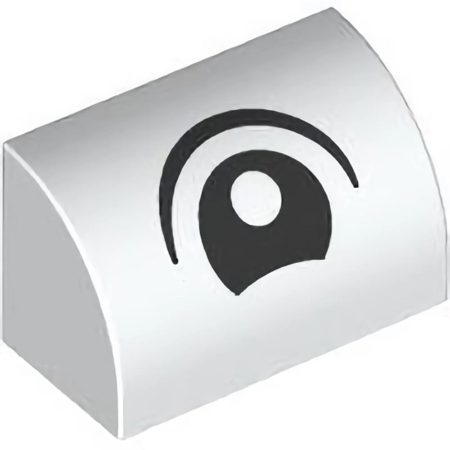 Part 37352pb033 - Slope, Curved 1 x 2 with Black and White Eye Pattern