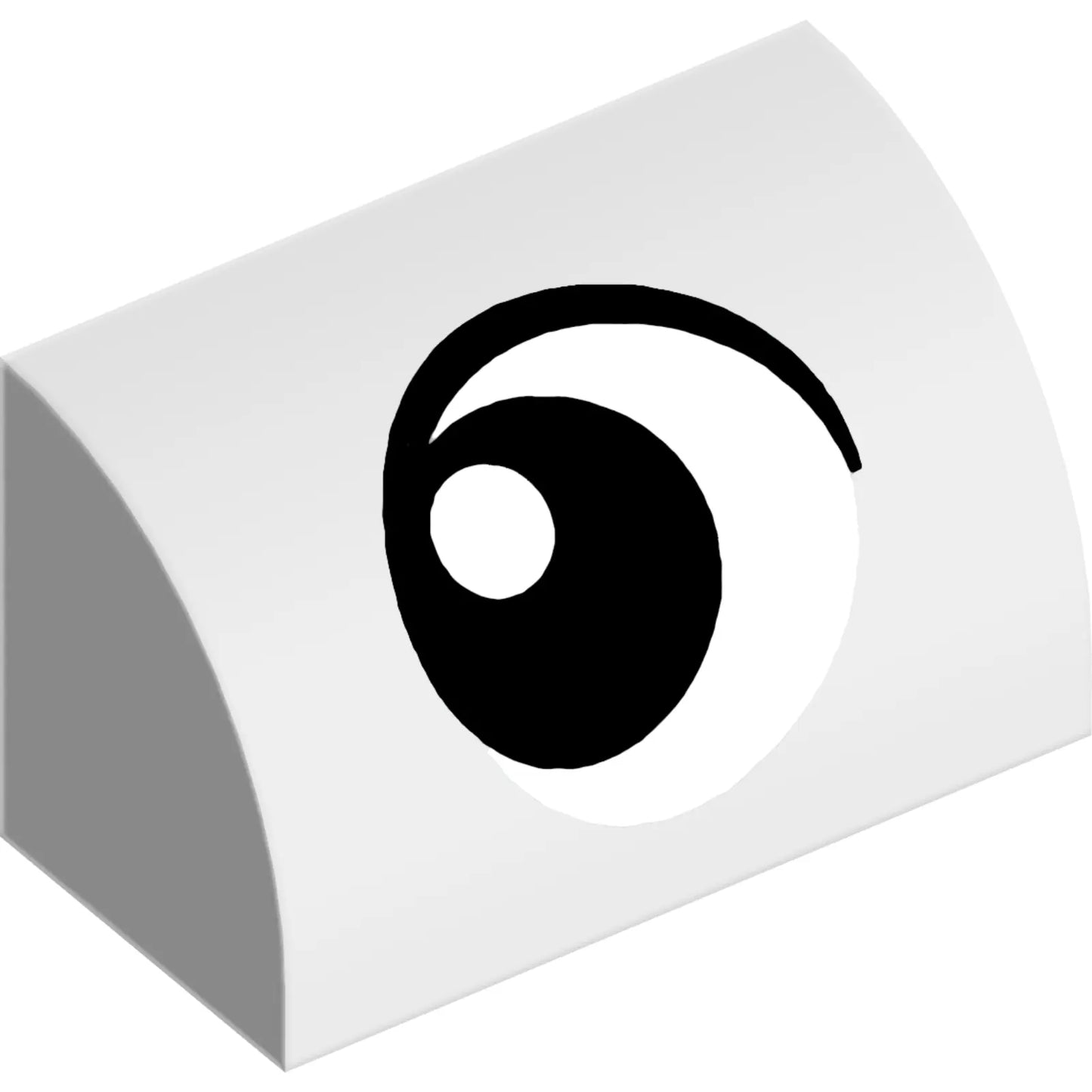 Part 37352pb034 - Slope, Curved 1 x 2 with Black and White Eye Looking Left Pattern