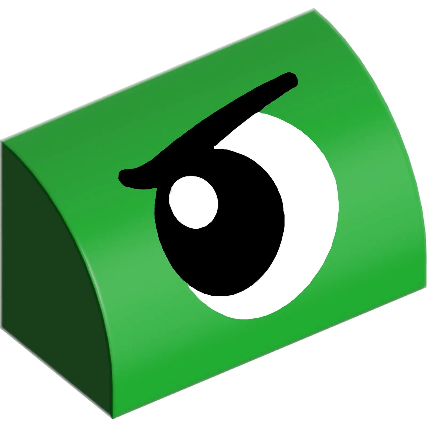 Part 37352pb043 - Slope, Curved 1 x 2 with Black and White Eye Looking Right with Eyebrow Pattern