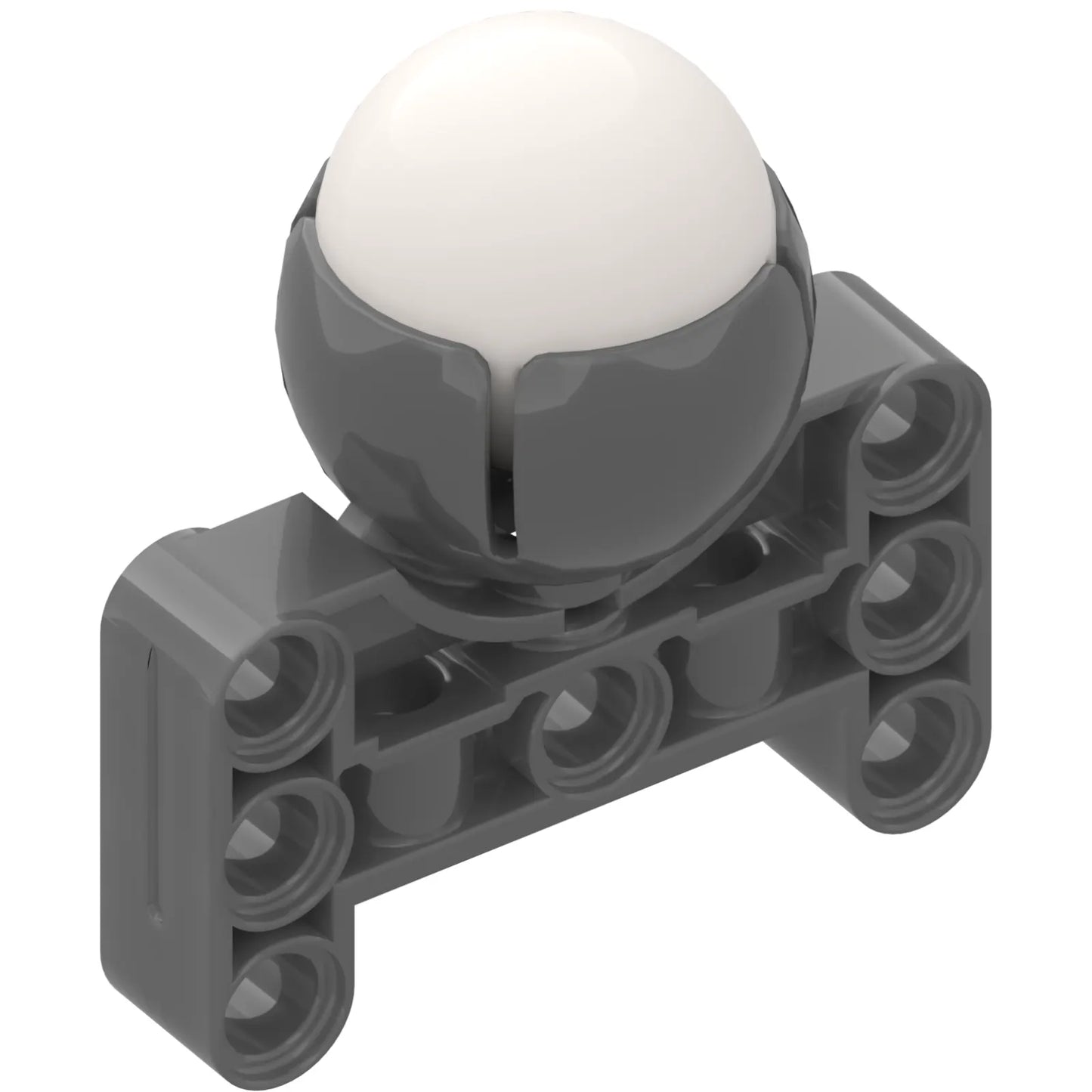 Part 39370c01 - Technic, Steering Ball Joint Large Receptacle with H-Shape Perpendicular Thick Liftarm with White Wheel Ball, Hard Plastic 19mm D. (39370 / 52629)