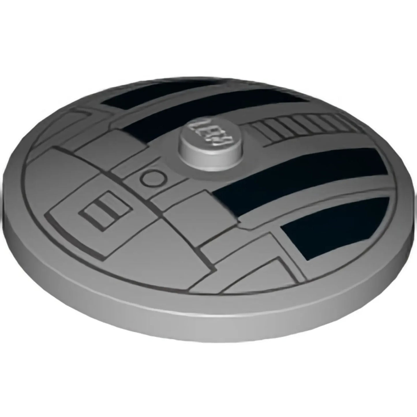 Part 3960pb051 - Dish 4 x 4 Inverted (Radar) with Solid Stud with Star Wars TIE Hatch Black and Dark Bluish Gray Pattern
