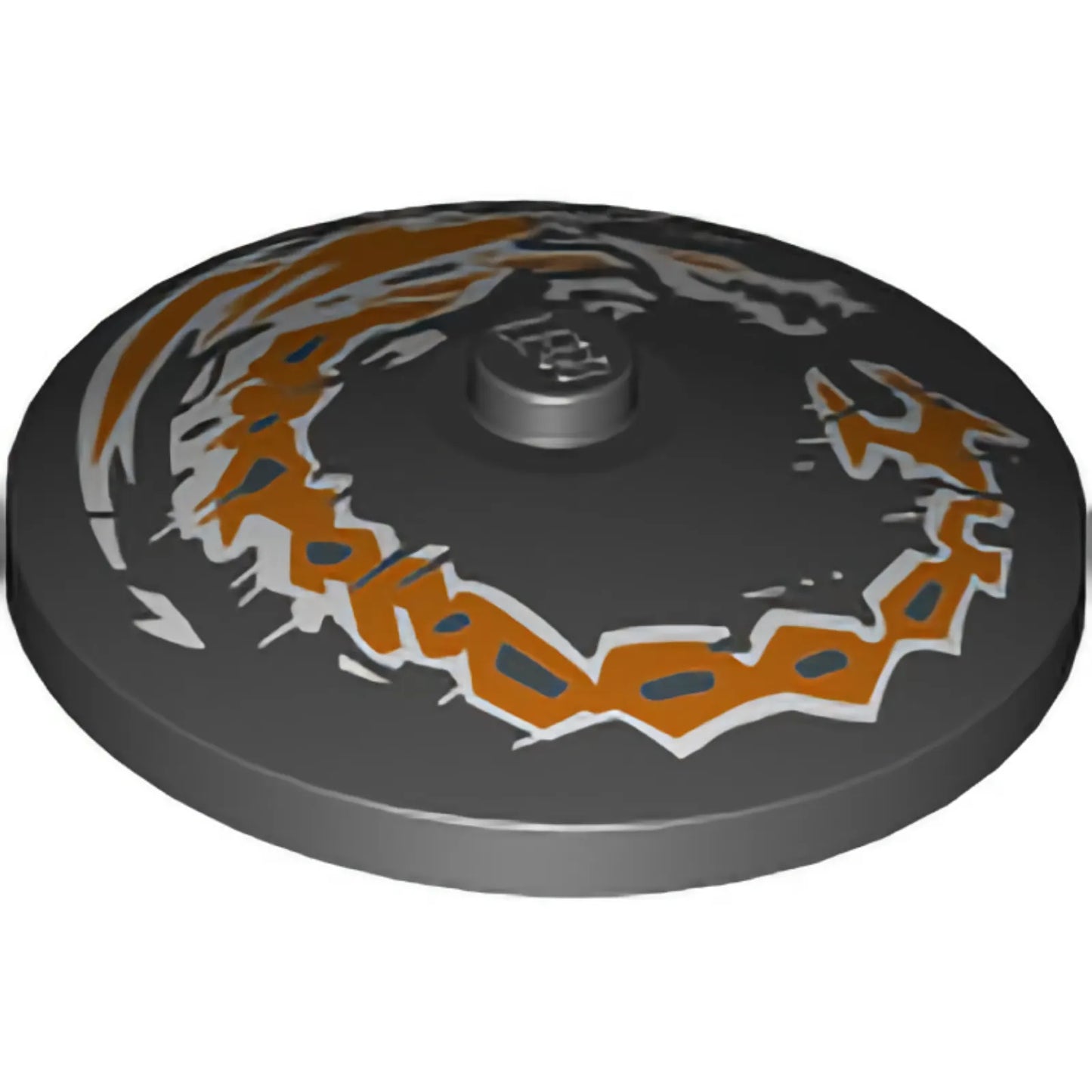 Part 3960pb057 - Dish 4 x 4 Inverted (Radar) with Solid Stud with Dragon Orange and White Pattern