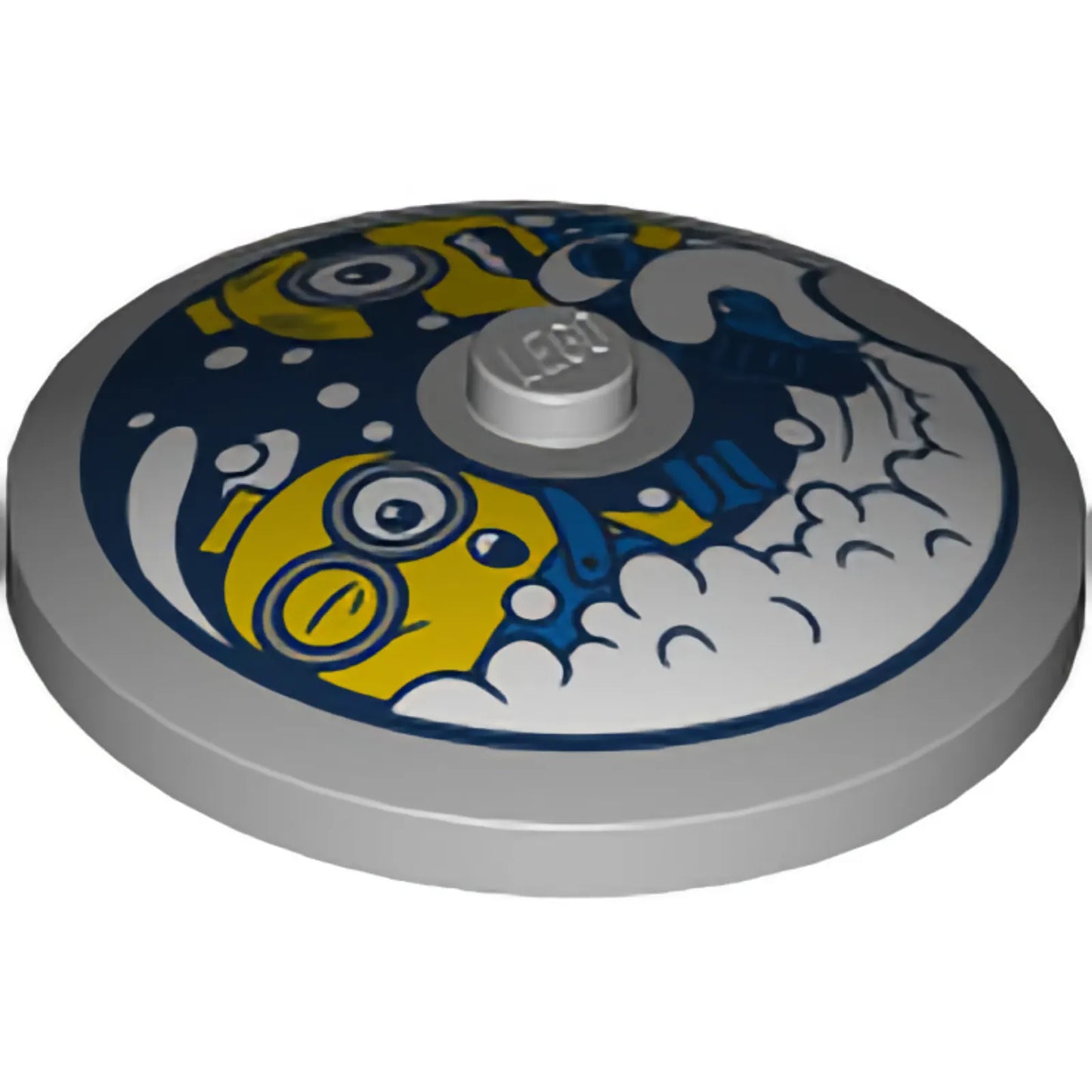 Part 3960pb067 - Dish 4 x 4 Inverted (Radar) with Solid Stud with Minions and White Soap Bubbles Pattern