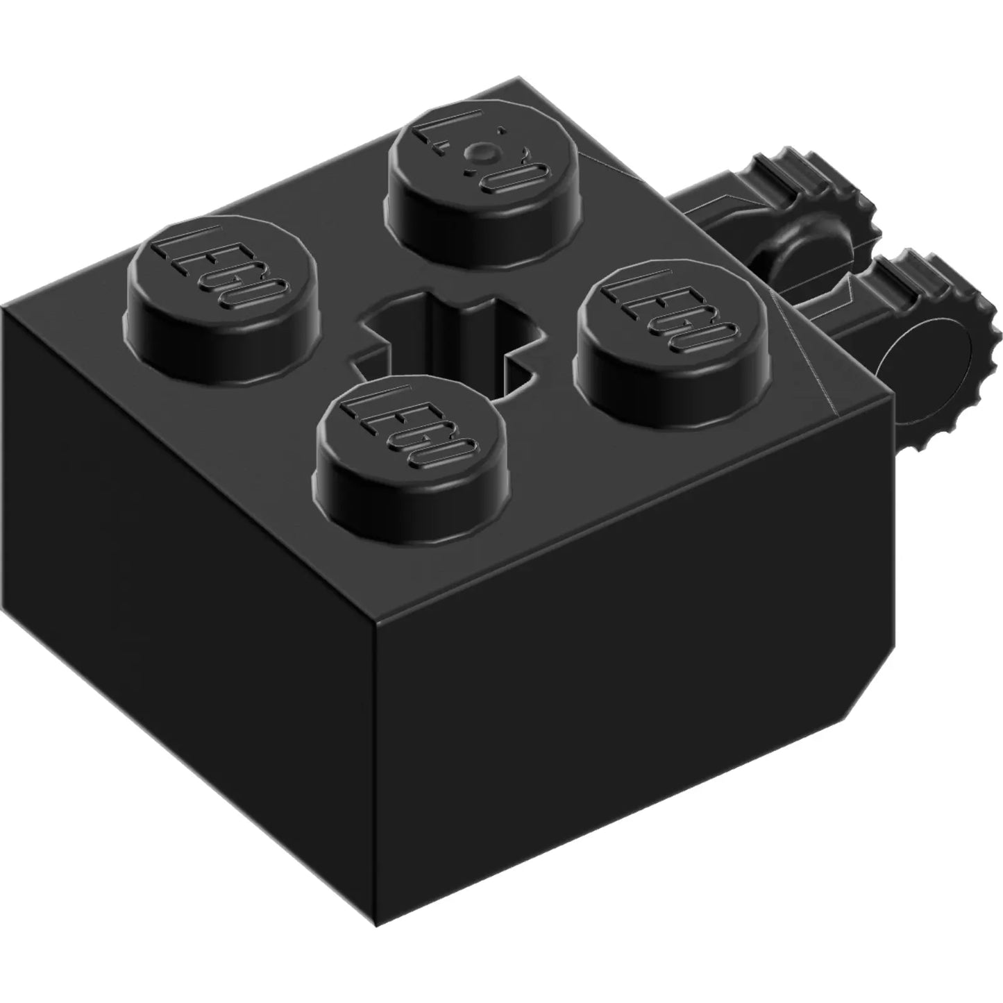 Part 40902 - Hinge Brick 2 x 2 Locking with 2 Fingers Vertical and Axle Hole, 9 Teeth