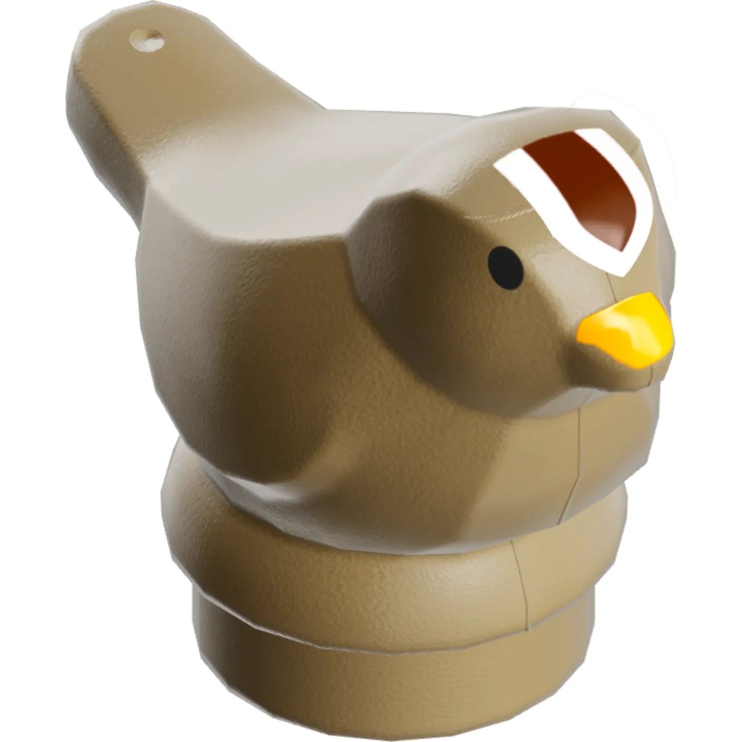 Part 41835pb03 - Bird, Small with Black Eyes, Bright Light Orange Beak and Reddish Brown and White Forehead Pattern