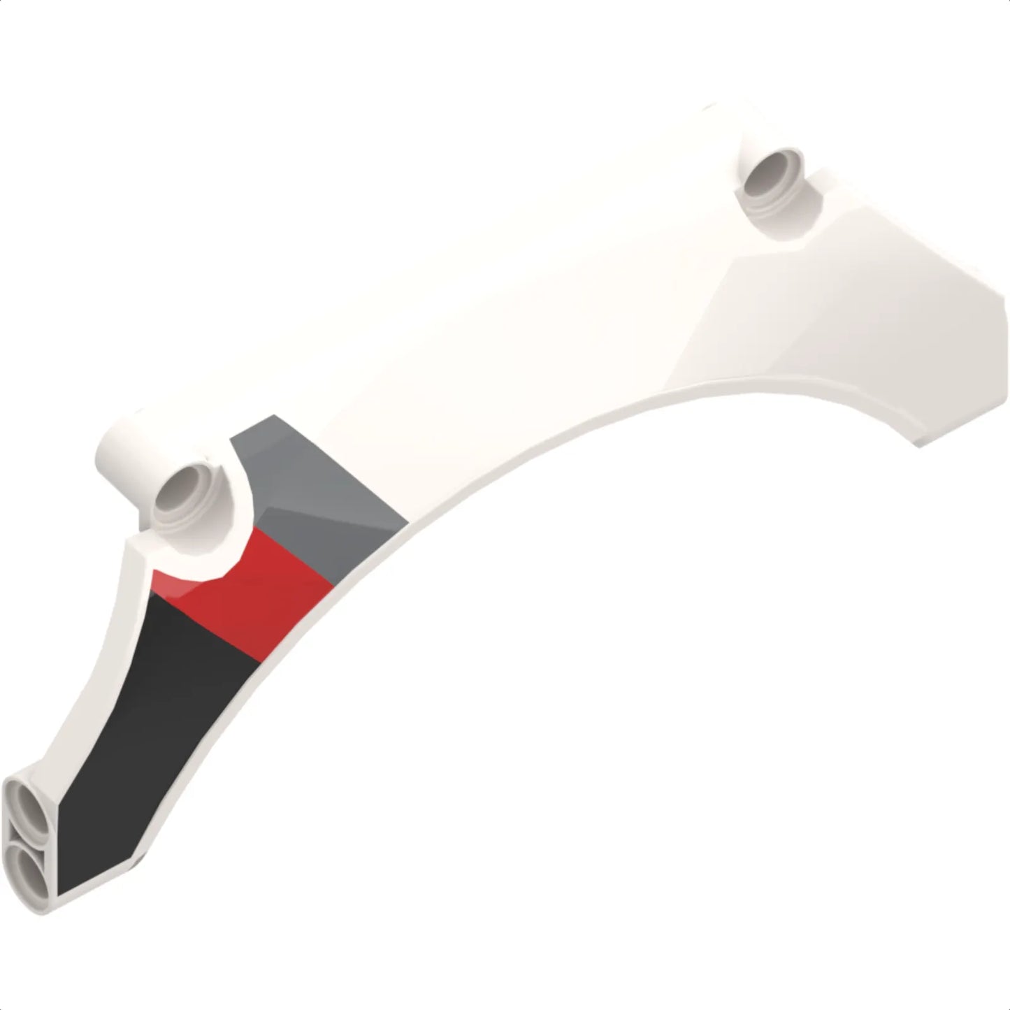 Part 42545pb002R - Technic, Panel Car Mudguard Arched 13 x 2 x 5 Straight Top with Black, Red and Gray Diagonal Stripes Pattern Model Back Right Side