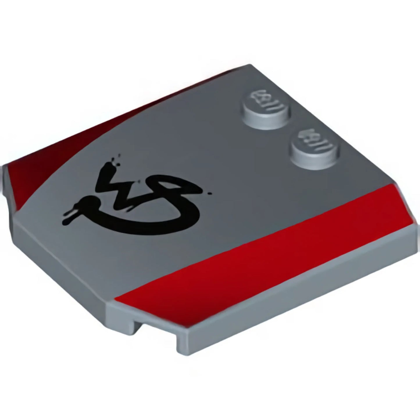 Part 45677pb113 - Wedge 4 x 4 x 2/3 Triple Curved with Red Sides and Crudely Painted 'WS' Pattern