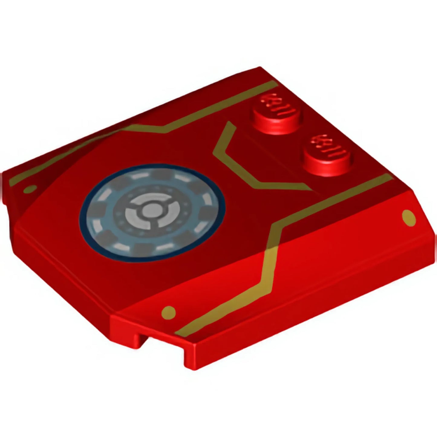 Part 45677pb137 - Wedge 4 x 4 x 2/3 Triple Curved with Arc Reactor and Gold Stripes Pattern