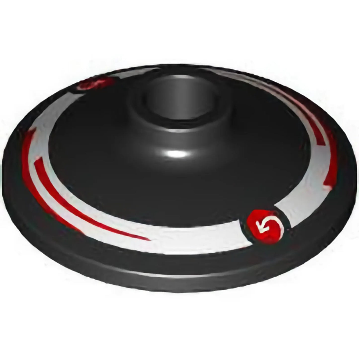 Part 4740pb037R - Dish 2 x 2 Inverted (Radar) with Red Circles with Curved Arrows MoneyGram Logos and Arcs on White Ring Pattern Model Right Side