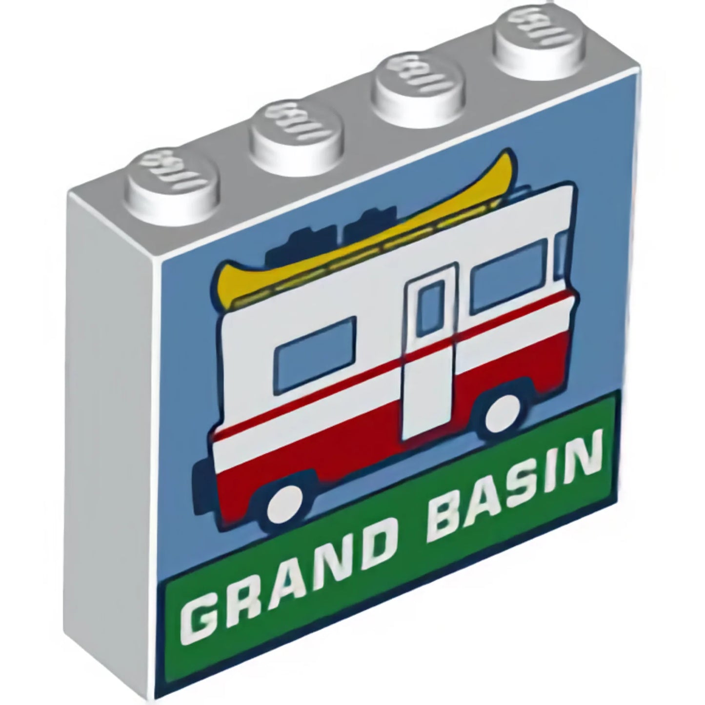 Part 49311pb006 - Brick 1 x 4 x 3 with Camper Van and 'GRAND BASIN' Pattern