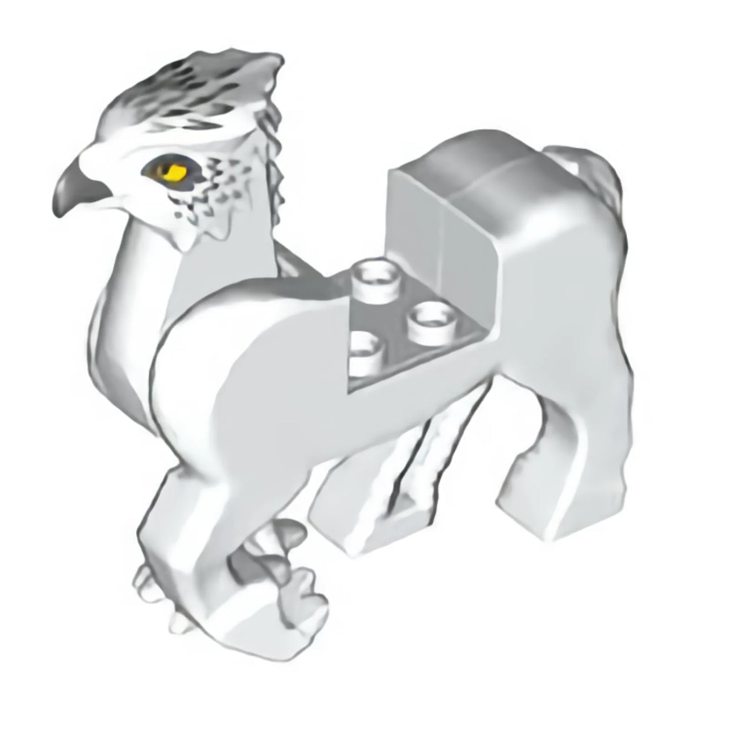 Teil 50100c01pb02 – Hippogreif-Körper mit dunkelbläulich-grauem Schnabel, dunkelbläulich-grauen und silbernen Federn und leuchtend hellorangefarbenem Augenmuster