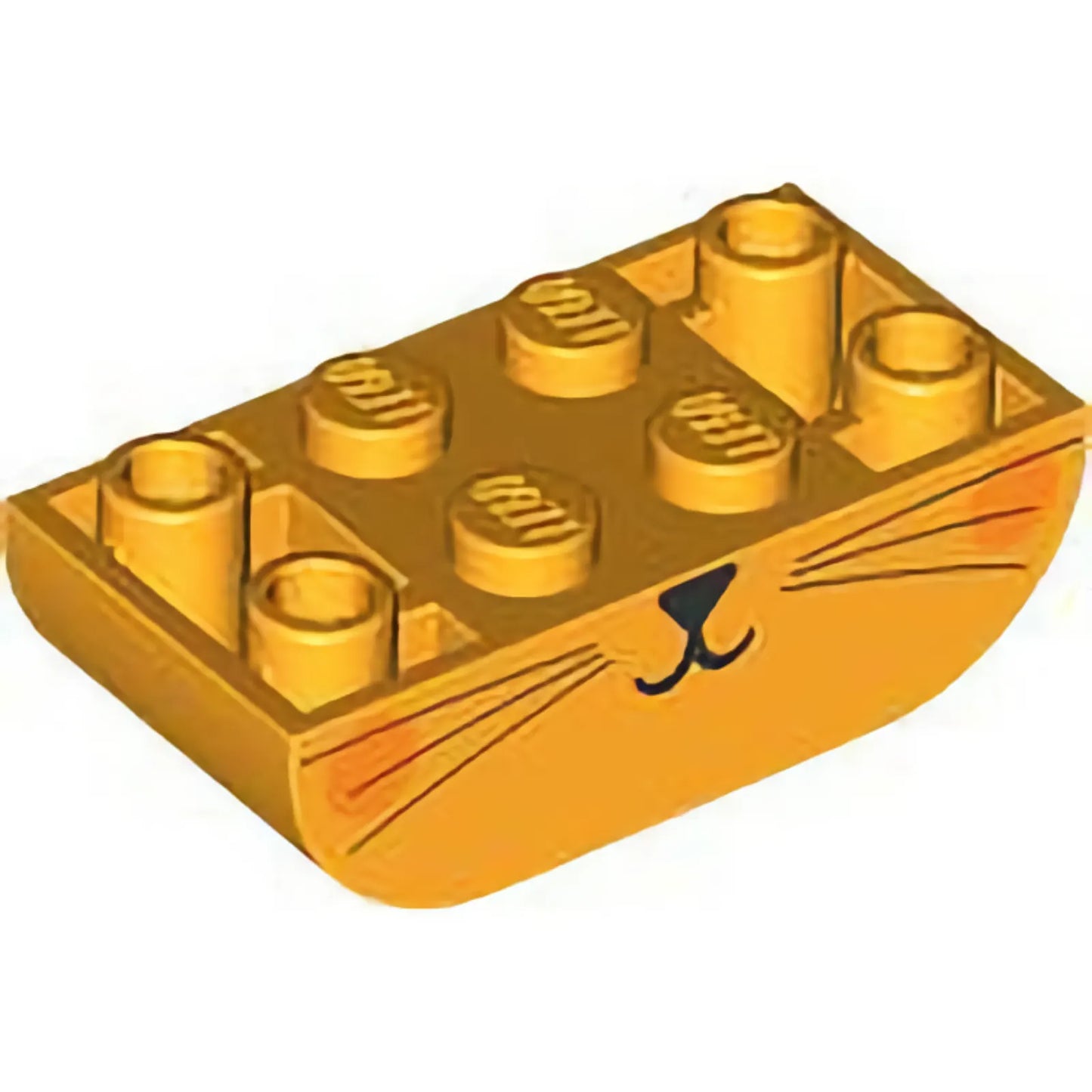 Part 5174pb02 - Slope, Curved 4 x 2 Inverted Double with Black Mouth, Nose and Whiskers and Orange Cheeks, Cat Lower Face Pattern