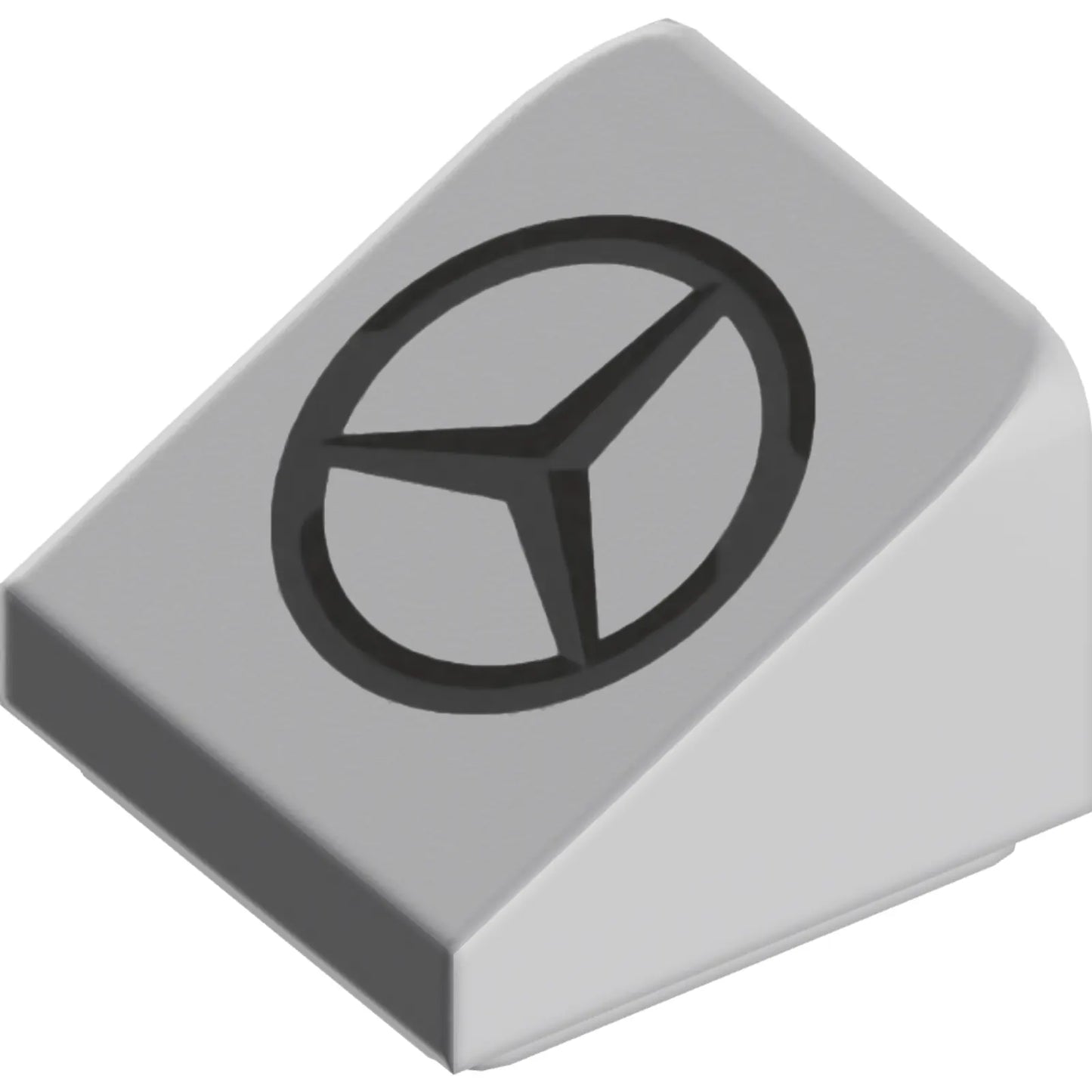 Part 54200pb133 - Slope 30 1 x 1 x 2/3 with Black and Dark Silver Mercedes Logo Pattern