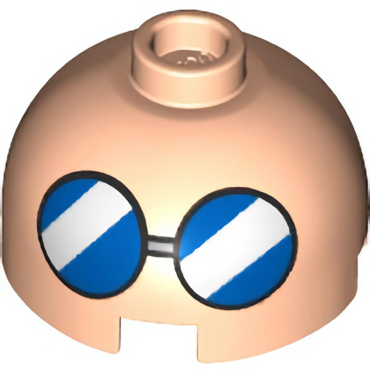 Part 553pb040 - Brick, Round 2 x 2 Dome Top with Blue Glasses with White Diagonal Stripes Pattern
