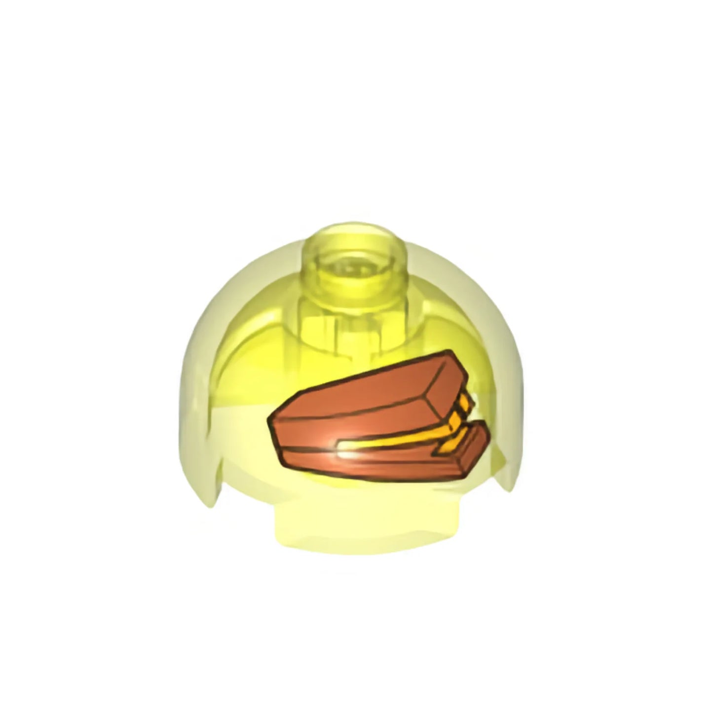 Part 553pb043 - Brick, Round 2 x 2 Dome Top with Dark Orange Stapler in Jello Mold Pattern