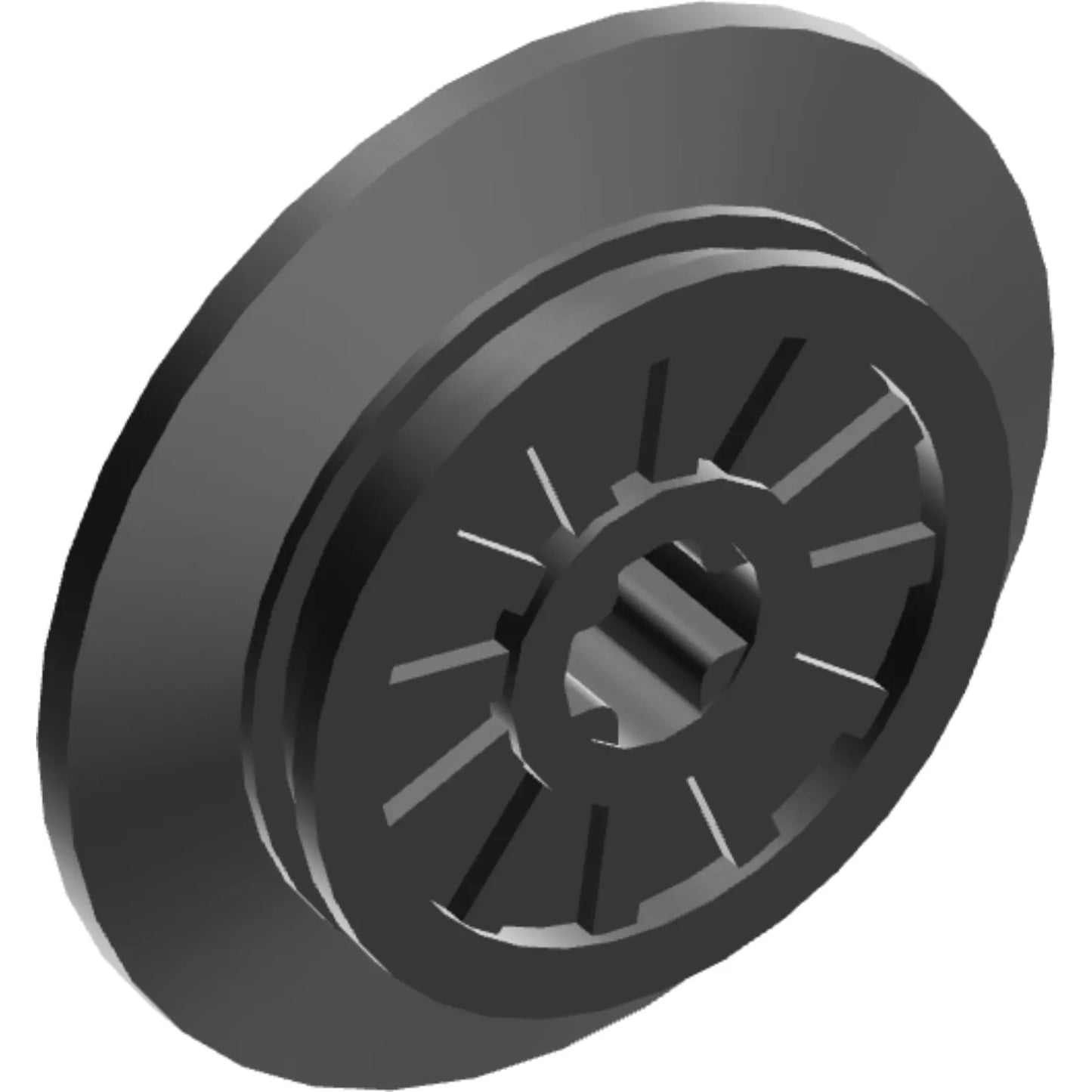 Part 55423c01 - Train Wheel RC, Spoked with Technic Axle Hole and Rubber Friction Band