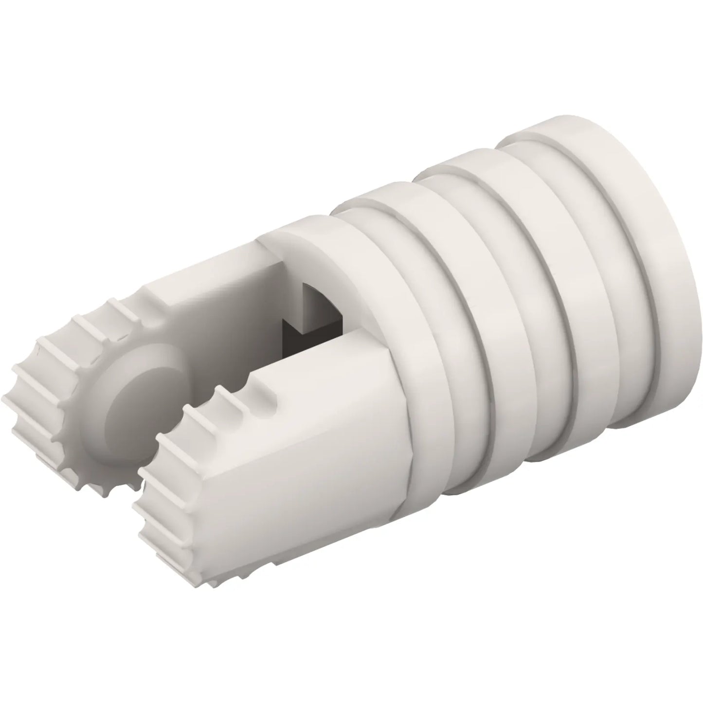 Part 57360 - Hinge Cylinder 1 x 2 Locking with 2 Fingers, 7 Teeth and Axle Hole on Ends without Slots