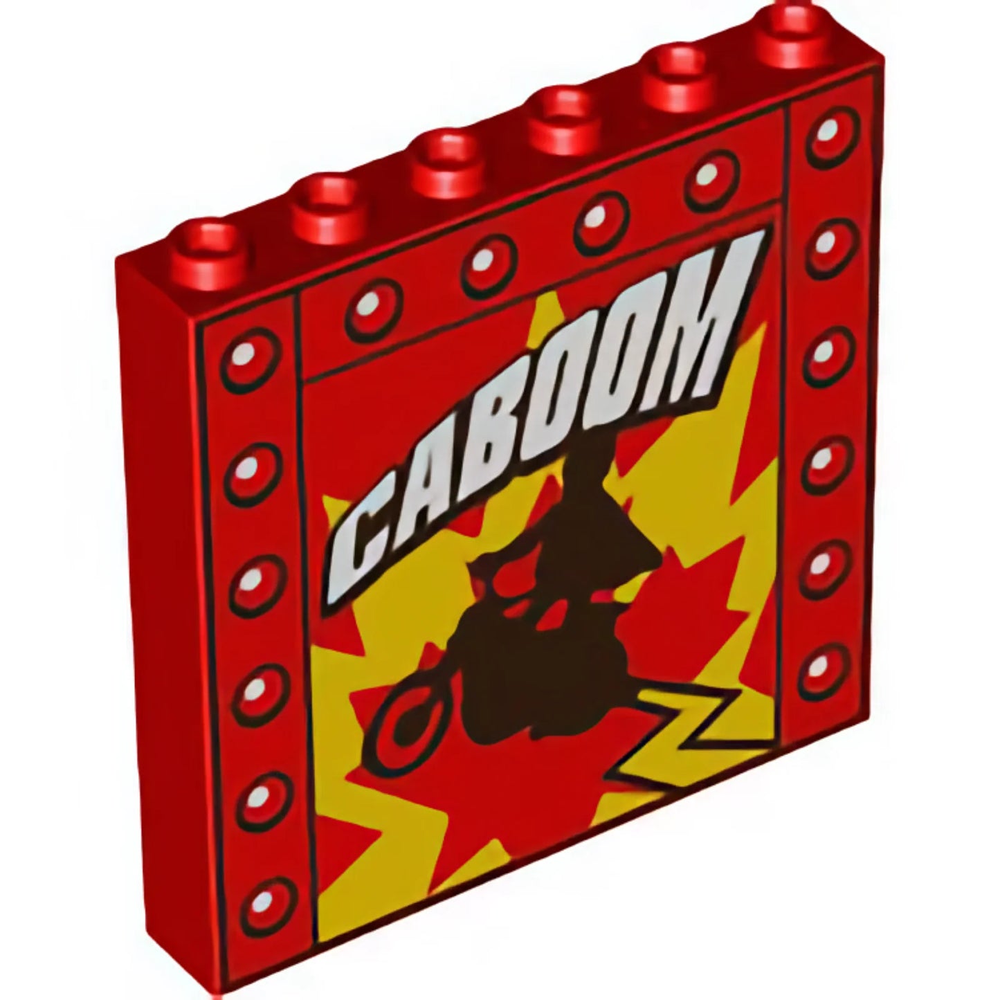 Part 59349pb157 - Panel 1 x 6 x 5 with 'CABOOM' and Daredevil on Motorcycle Pattern