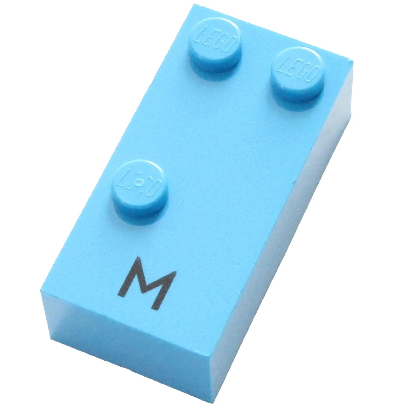 Part 60227pb01 - Brick, Braille 2 x 4 with 3 Studs with Black Capital Letter M Pattern (dots-134 ⠍)