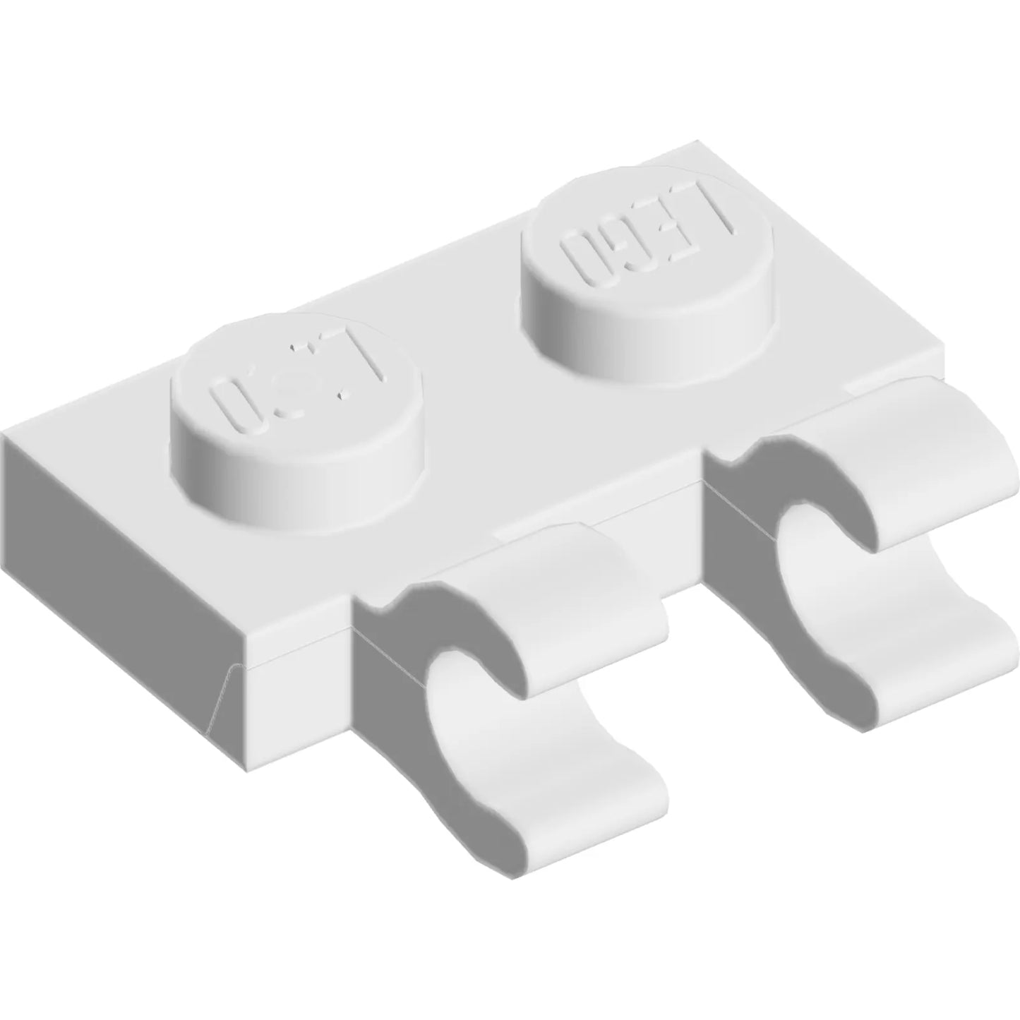 Teil 60470b – Platte, modifiziert 1 x 2 mit 2 offenen O-Clips (horizontaler Griff)