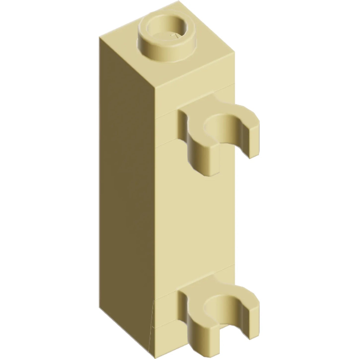 Part 60583b - Brick, Modified 1 x 1 x 3 with 2 Clips (Vertical Grip) - Hollow Stud