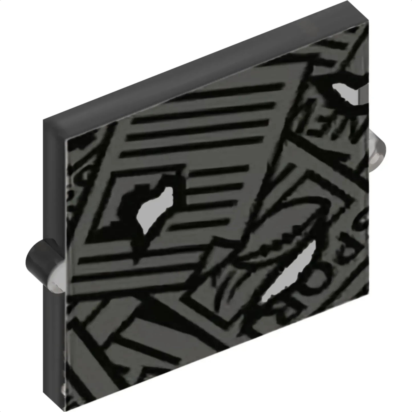 Part 60601pb021 - Glass for Window 1 x 2 x 2 Flat Front with Tattered Scattered Newspapers Pattern