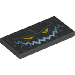 Part 87079pb0407 - Tile 2 x 4 with Rock Creature Face with Jagged Mouth and Yellow Eyes Pattern