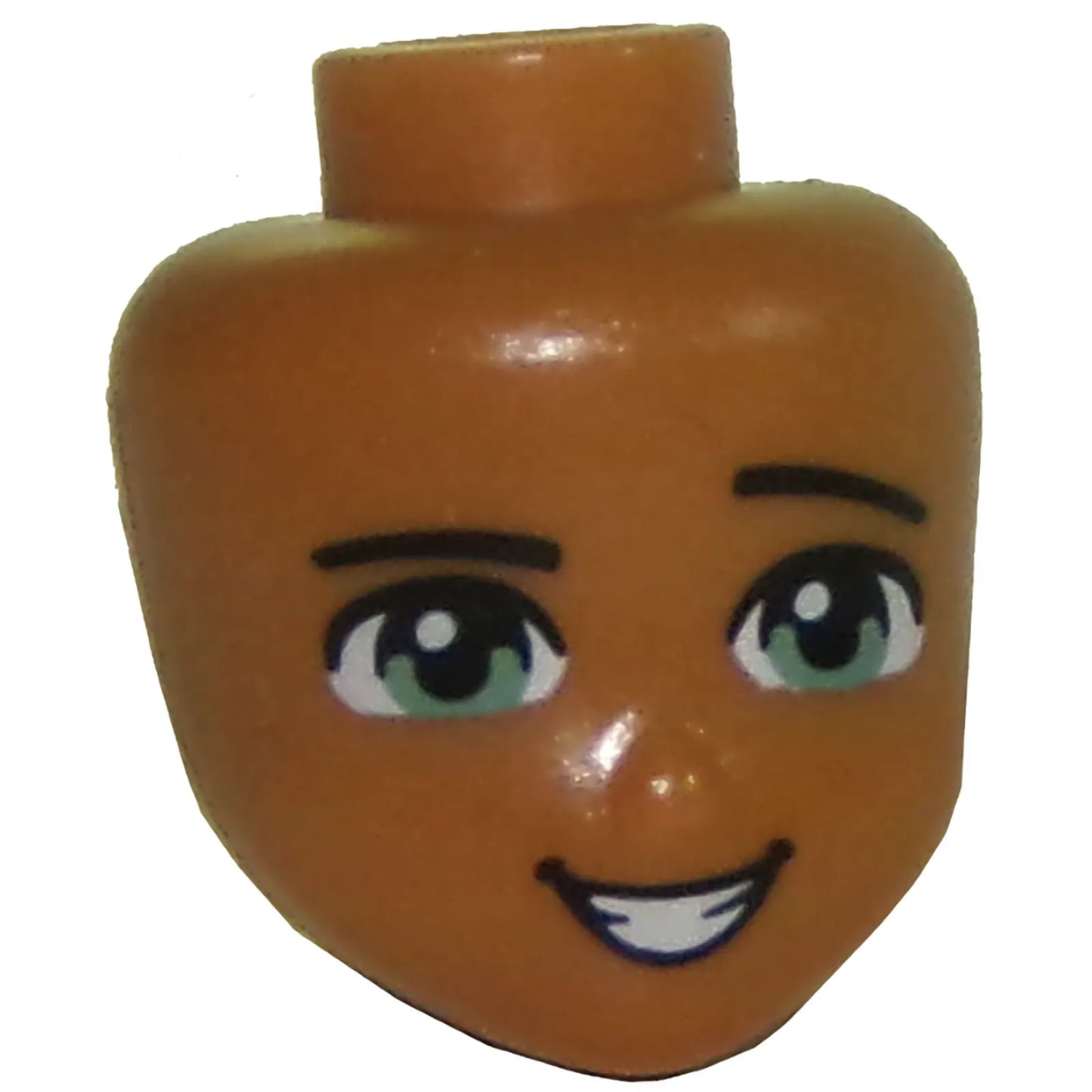 Part 38718 - Mini Doll, Head Friends with Light Green Eyes, Raised Left Eyebrow, and Open Mouth Smile with Teeth Pattern