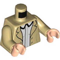 Part 973pb4484c01 - Torso Jacket with Black Lapels, White Shirt Pattern / Tan Arms / Light Nougat Hands
