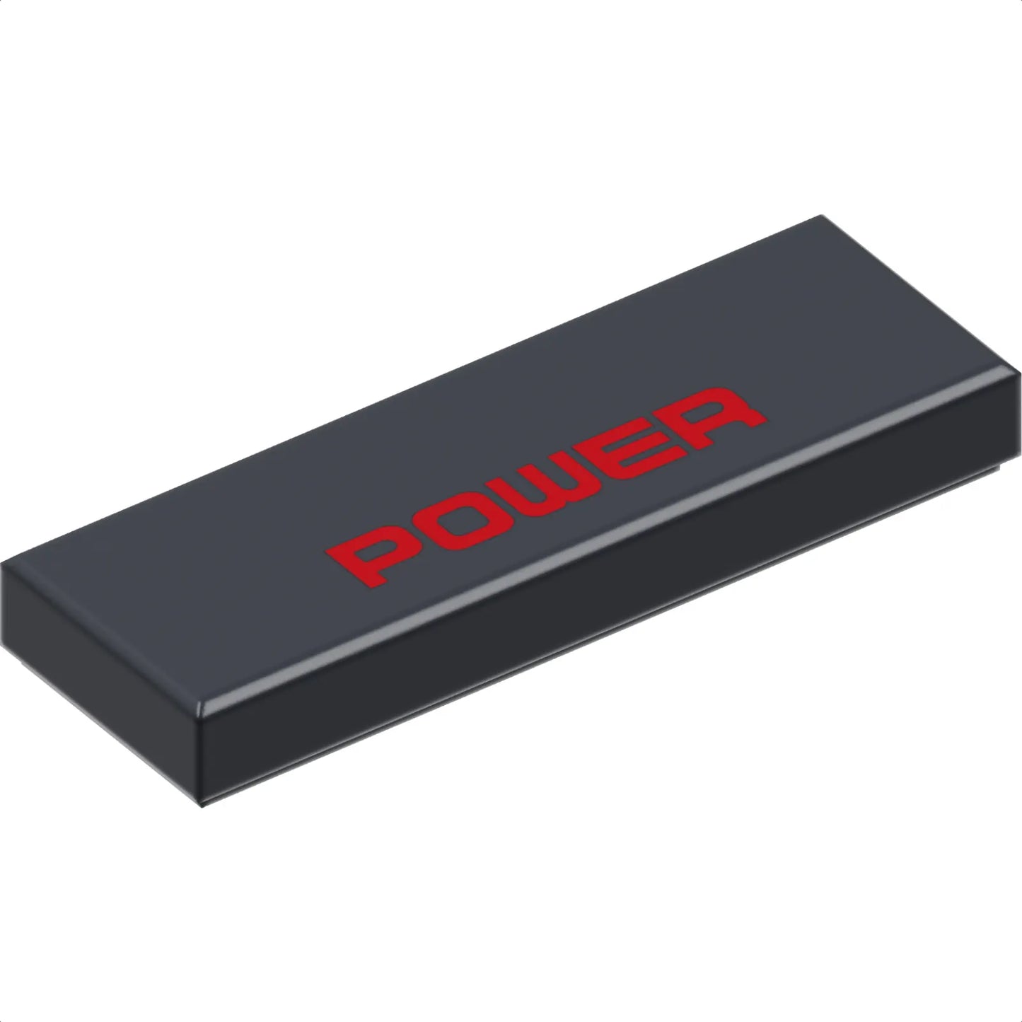 Part 63864pb114 - Tile 1 x 3 with Red 'POWER' Pattern